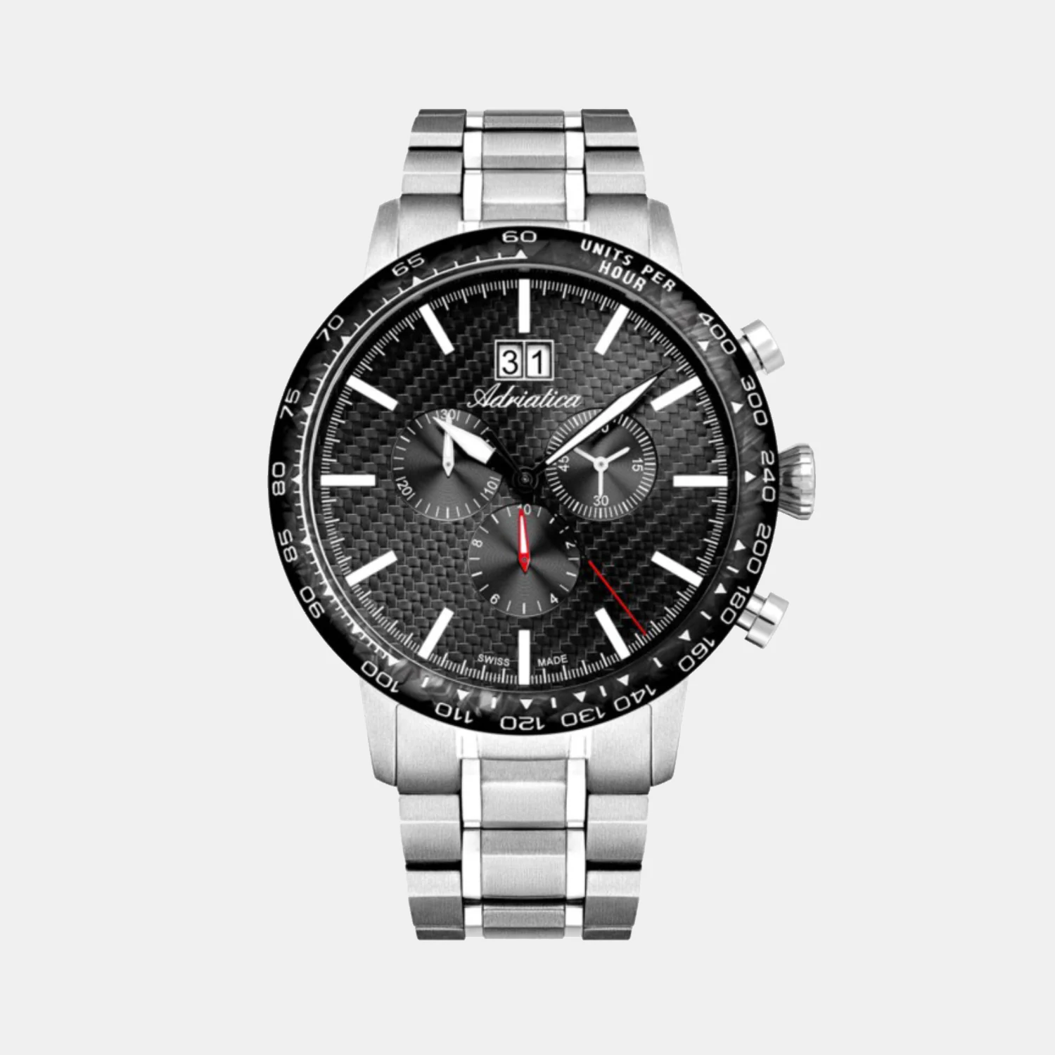Men Quartz Black Dial Chronograph Stainless Steel Watch A8383.4114CH