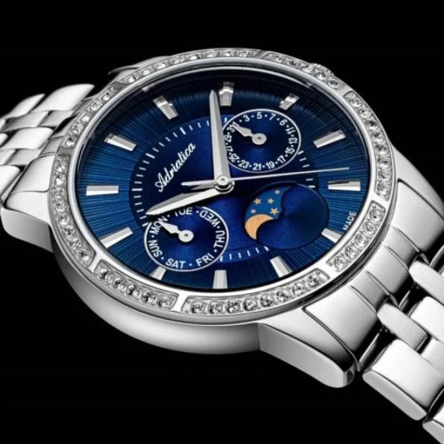 Moonphase Women Quartz Blue Dial Multi-Function Stainless Steel Watch A3601.5115QFZ - Image 6