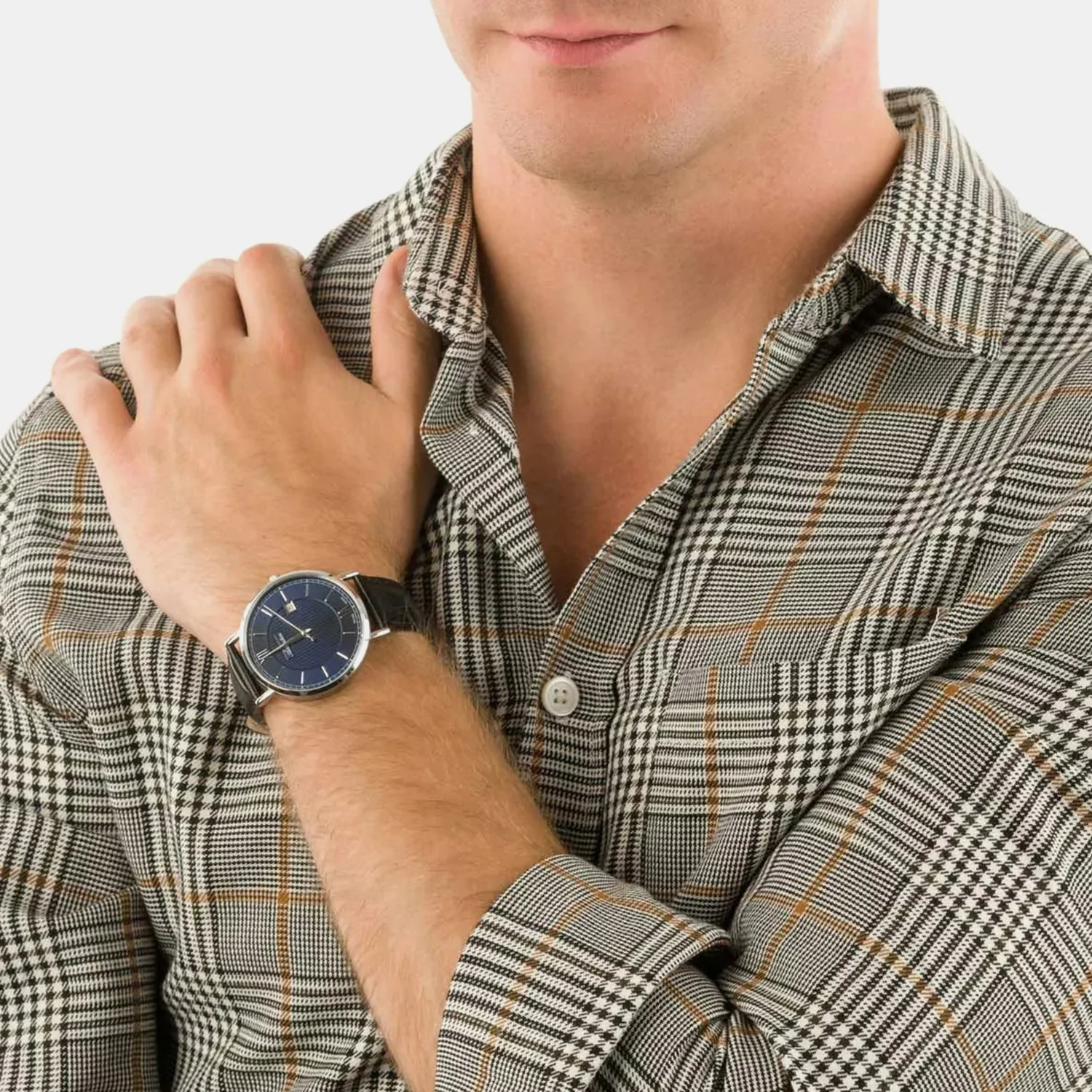 Pairs Men Quartz Blue Dial Analog Leather Watch A1294.5265Q - Image 6