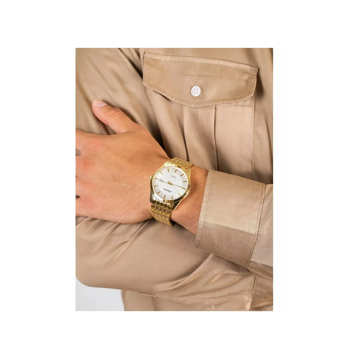 Pairs Men Quartz Silver Dial Analog Stainless Steel Watch A1298.1113Q - Image 5