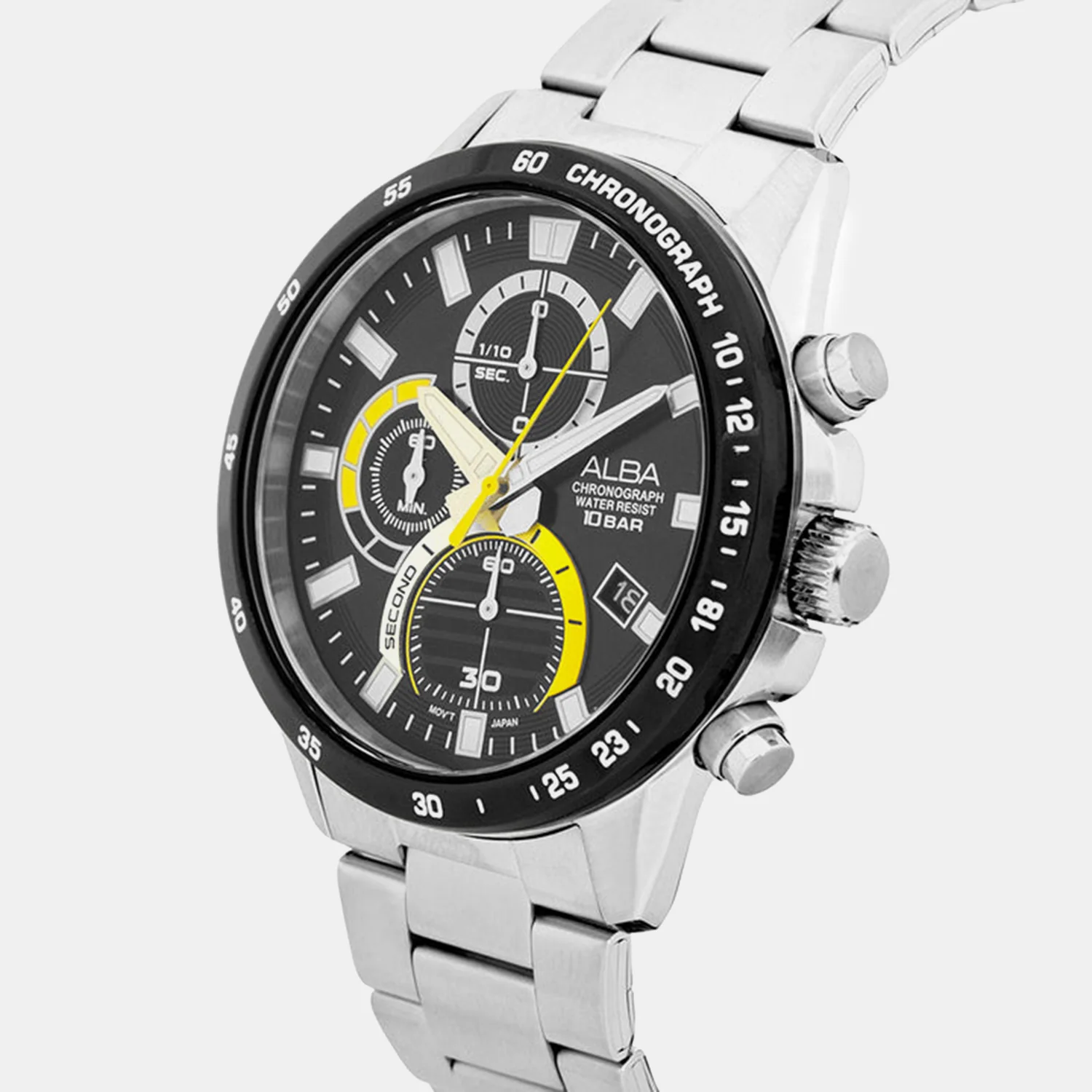 Active Men Quartz Black Dial Chronograph Stainless Steel Watch AM3963X1 - Image 2