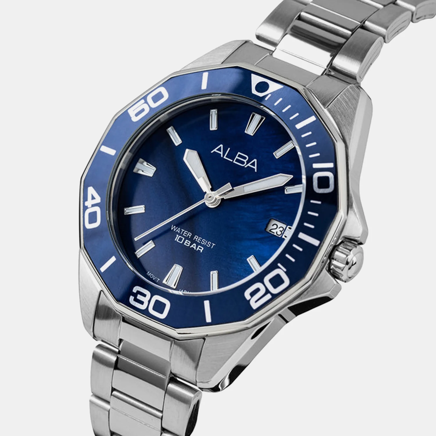 Active Women Quartz Blue Dial Analog Stainless Steel Watch AG8P25X1 - Image 2