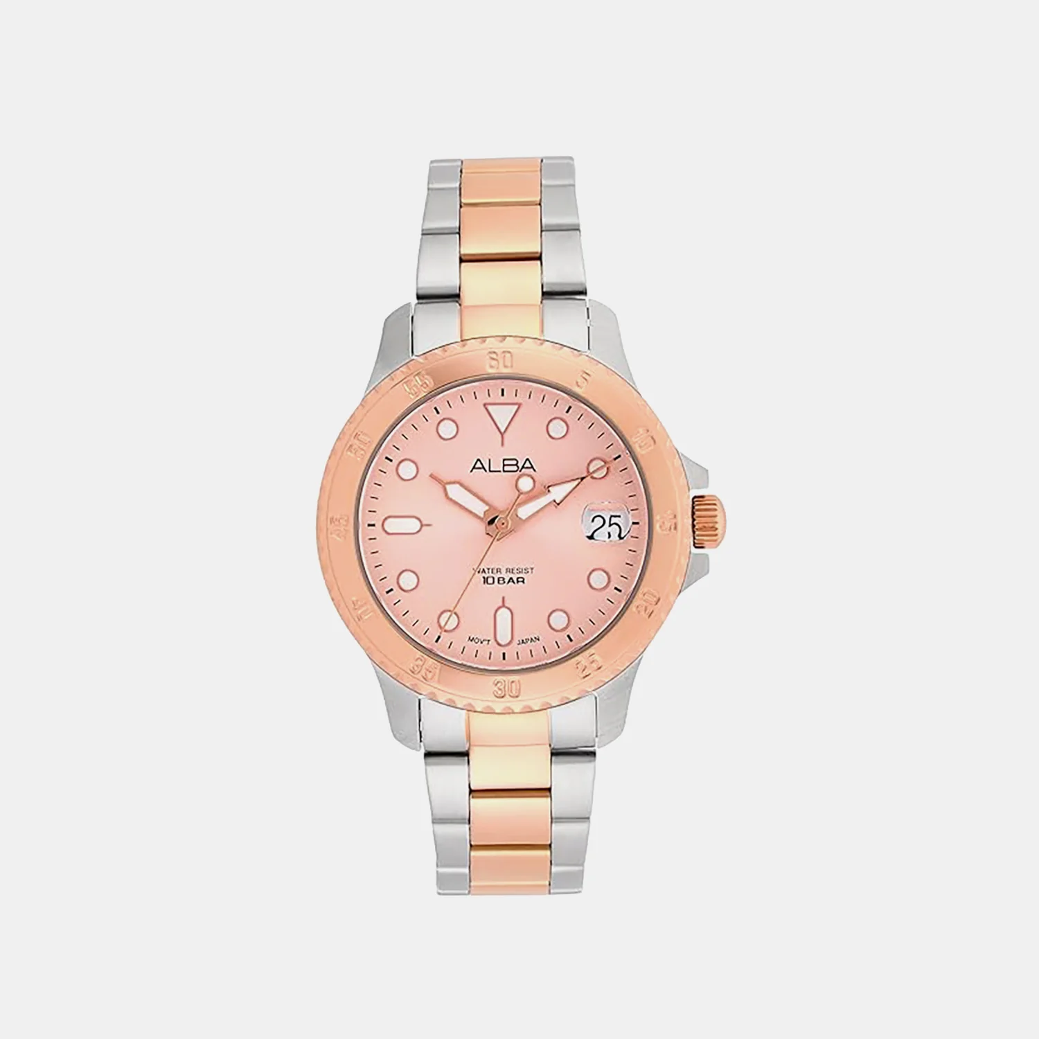 Active Women Quartz Light Pink Dial Analog Stainless Steel Watch AG8Q34X1