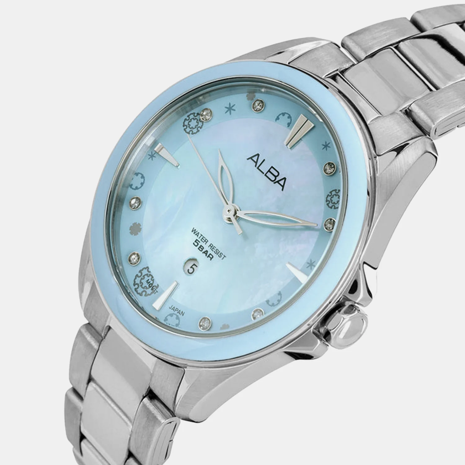 Fashion Women Quartz Light Blue Dial Analog Stainless Steel Watch AH7DV9X1 - Image 2