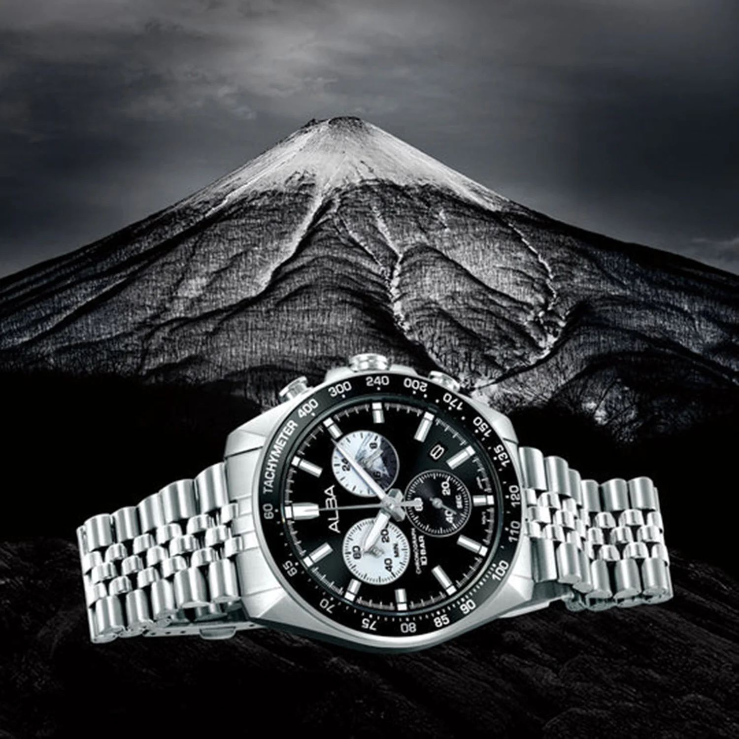 Panda Sport Men Quartz Black Dial Chronograph Steel Watch AX7025X1 - Image 4