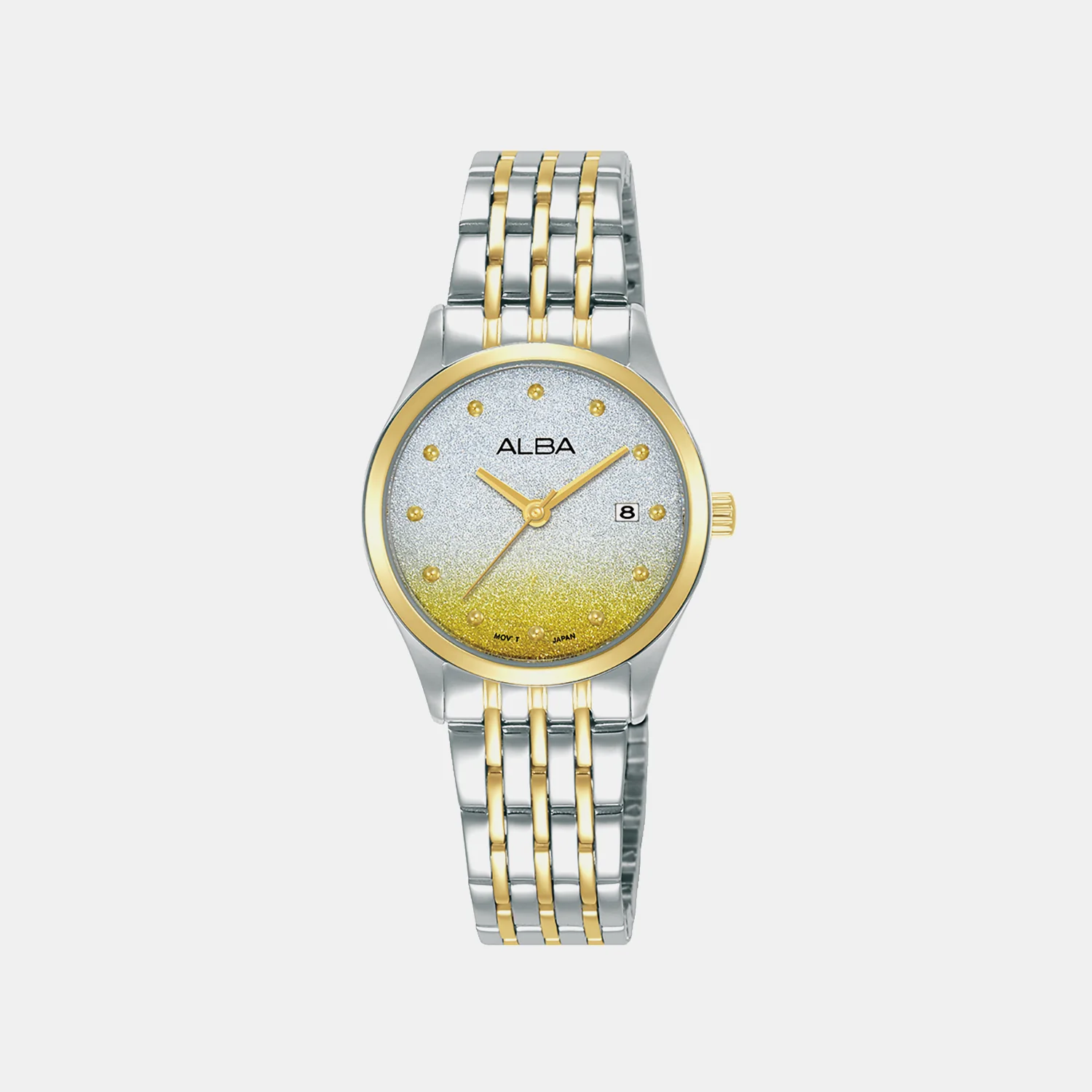 Men Quartz Dual Tone Dial Analog Stainless Steel Watch AH7EY6X1