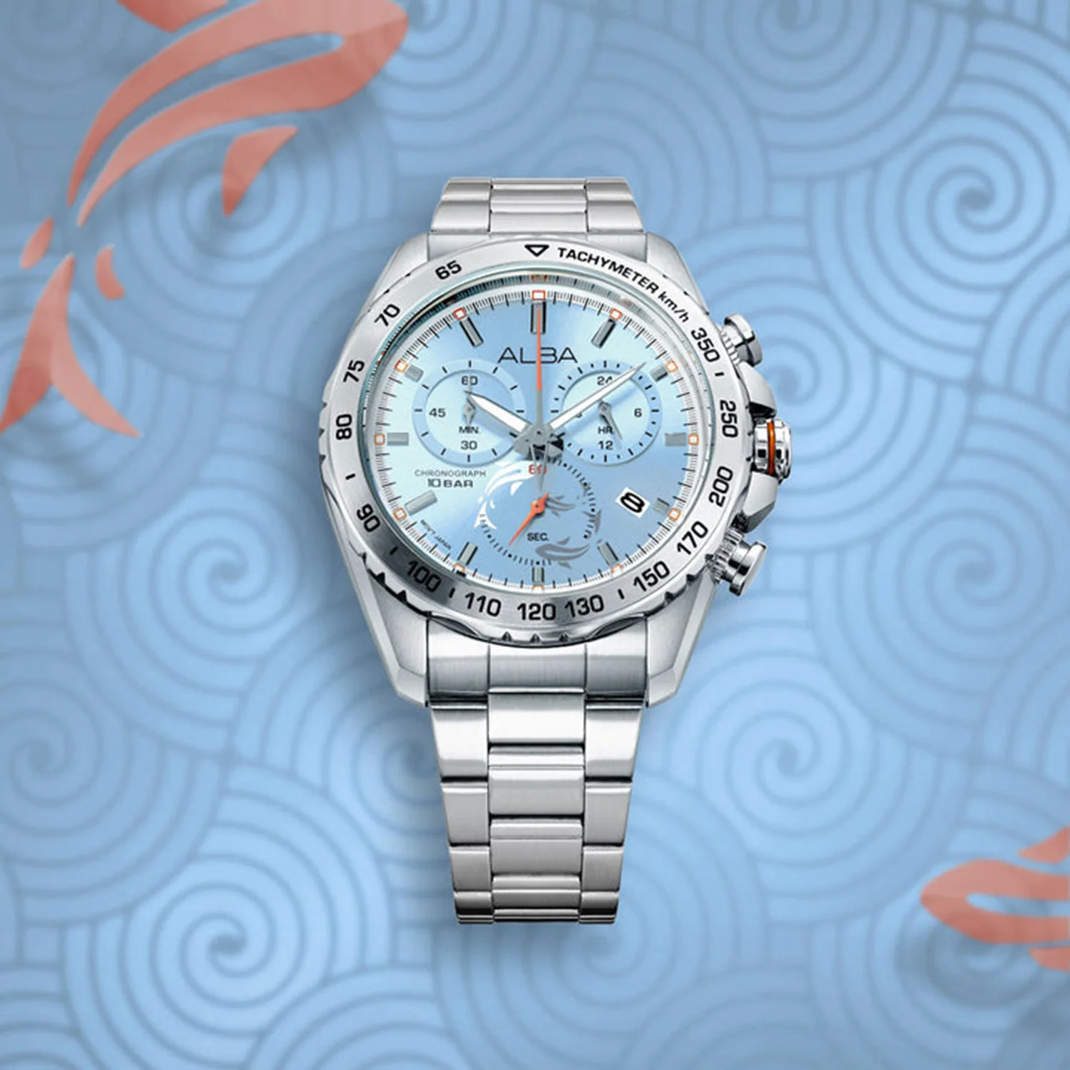 Men Quartz Light Blue Dial Chronograph Stainless Steel Watch AX7019X1 - Image 5