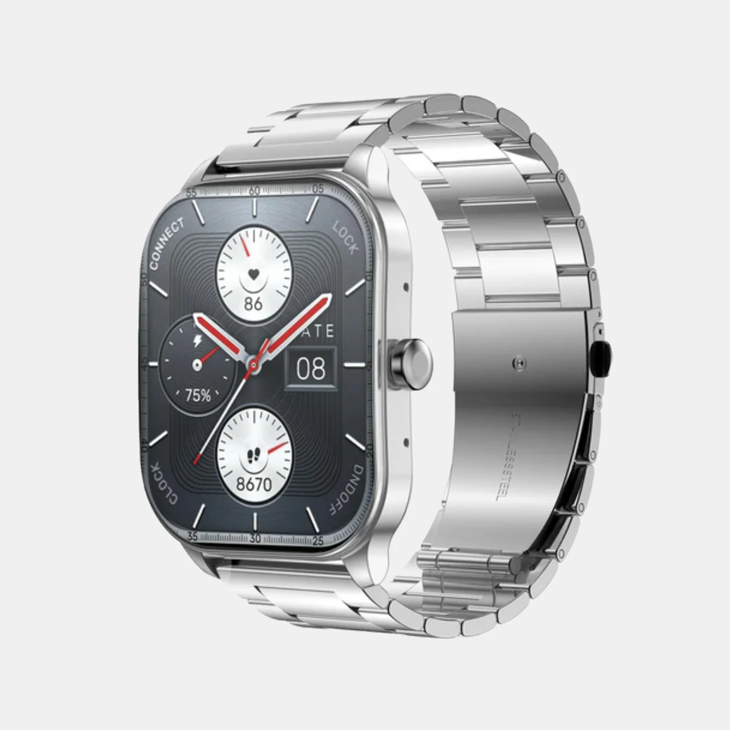 Unisex Processor Metallic Silver Dial Amoled Stainless Steel Watch POP 3S METALLIC SILVER - Image 2
