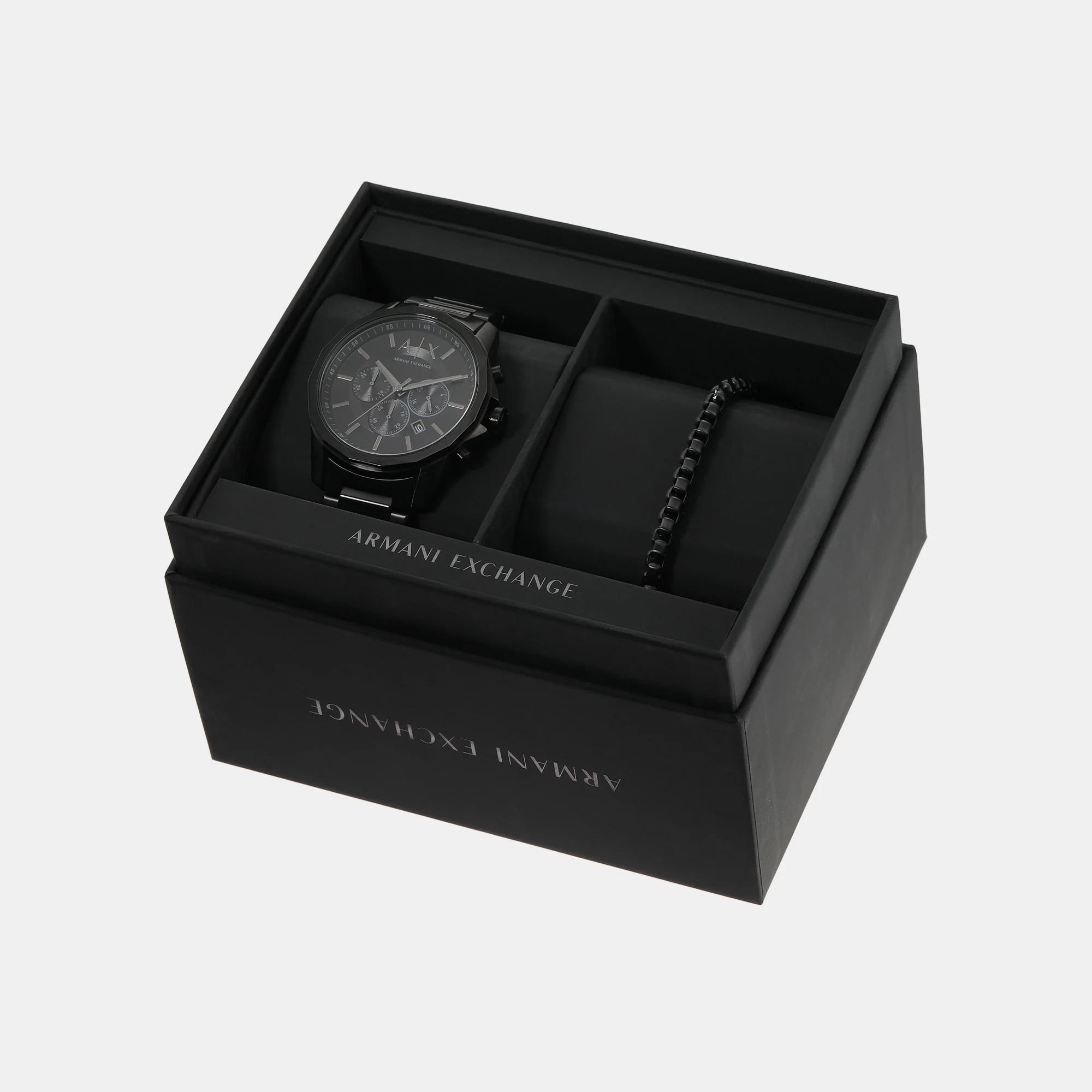 Banks Men Quartz Black Dial Chronograph Stainless Steel Watch AX7153SET - Image 8