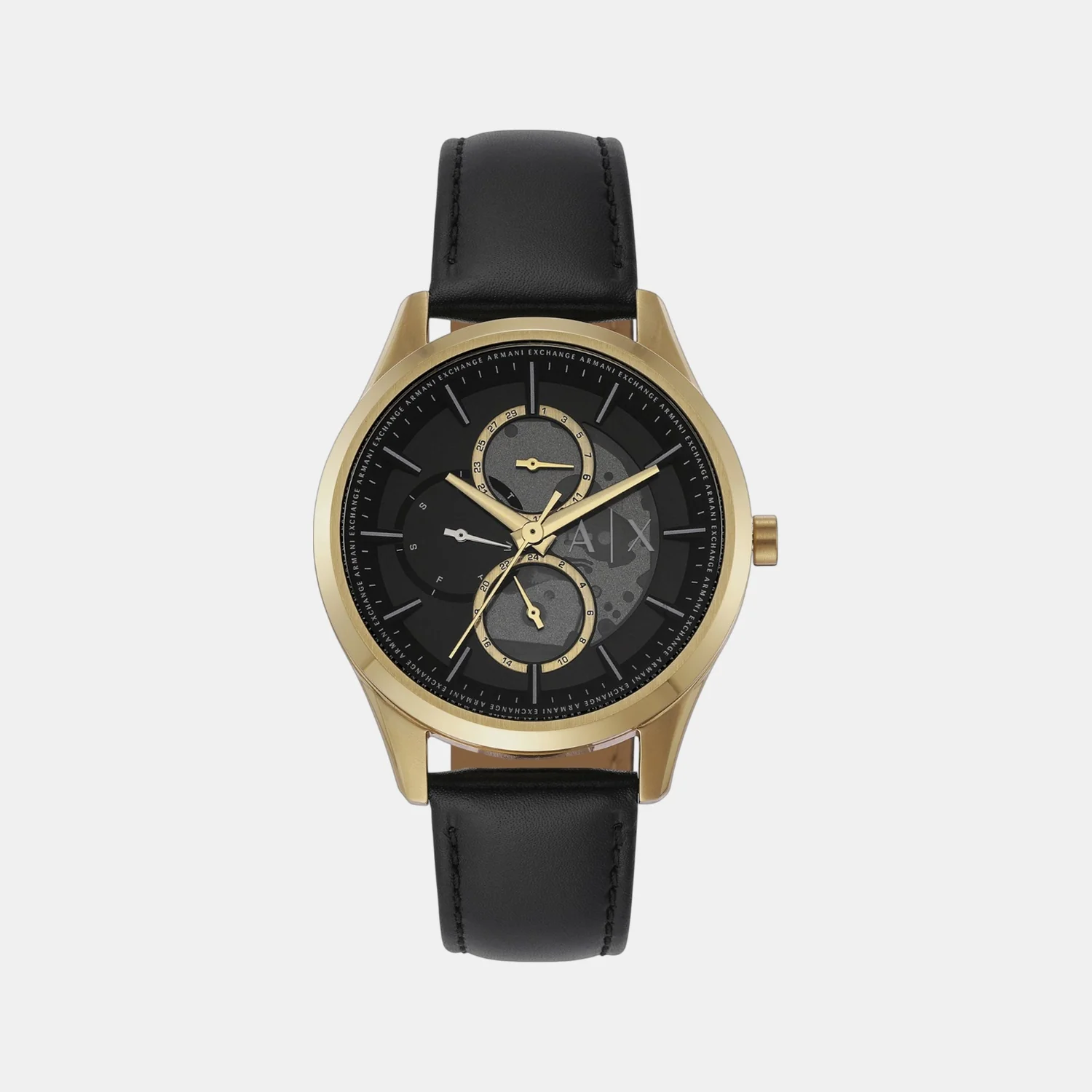 Dante Men Quartz Black Dial Analog Leather Watch AX1876