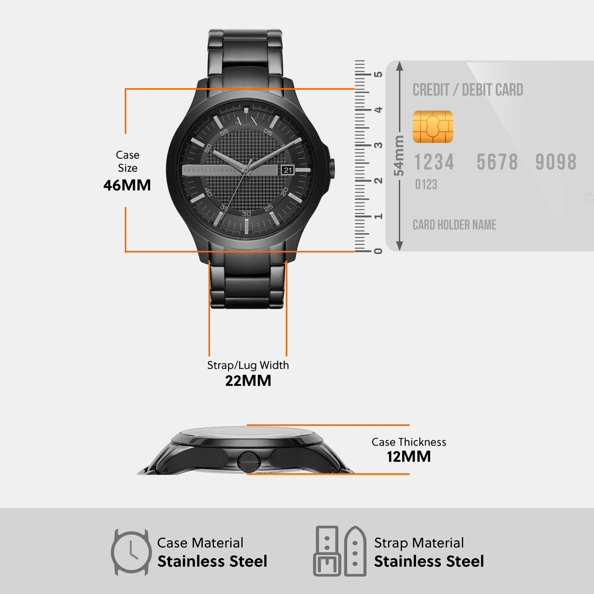 Hampton Men Quartz Black Dial Analog Stainless Steel Watch AX7101 - Image 9