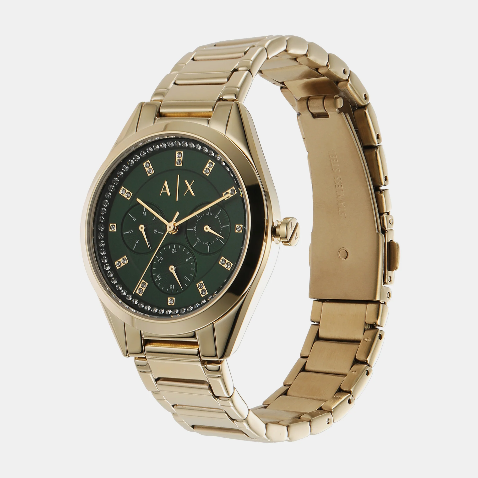 Lady Giacomo Women Quartz Green Dial Multi-Function Stainless Steel Watch AX5661 - Image 3