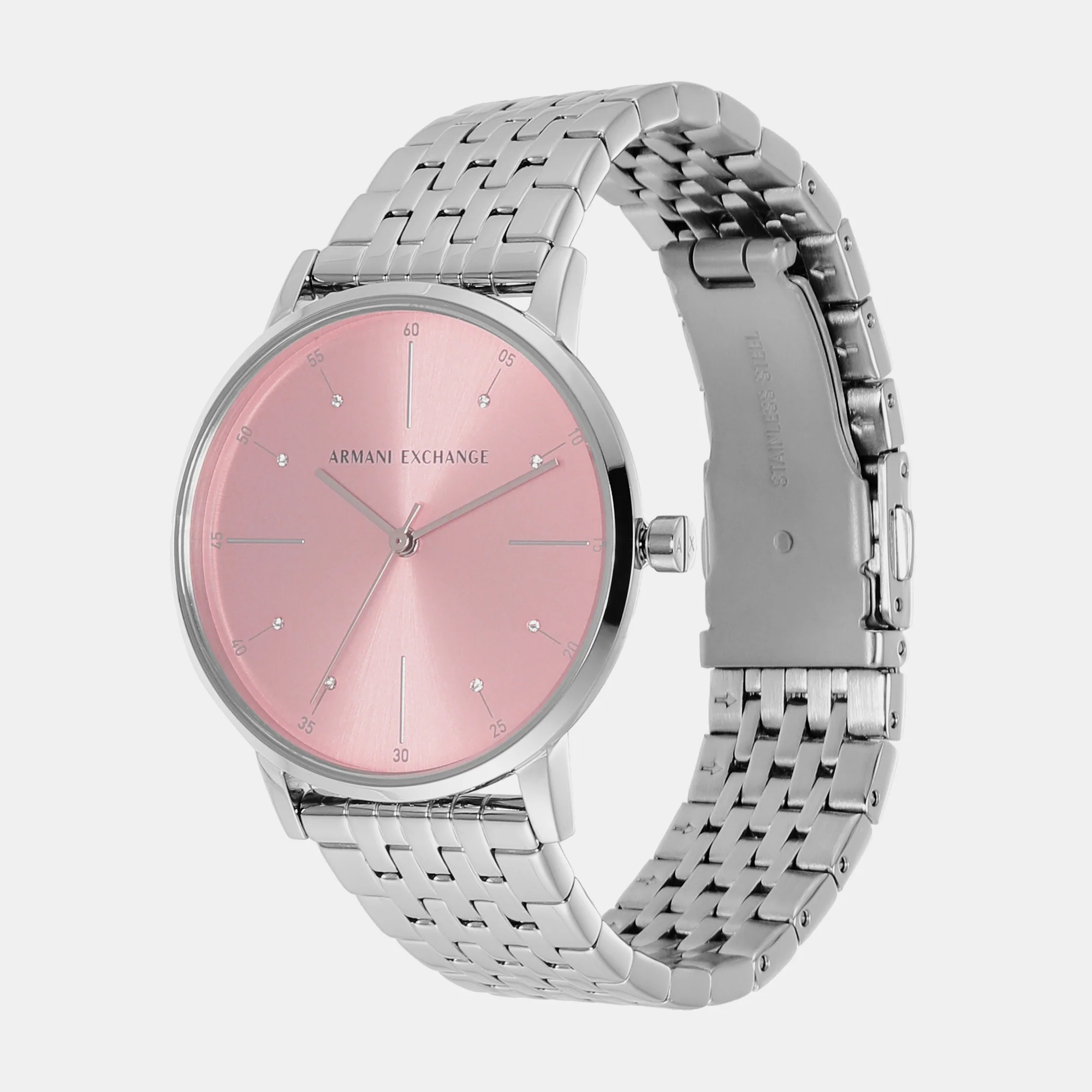 Lola Women Quartz Pink Dial Analog Stainless Steel Watch AX5591 - Image 3