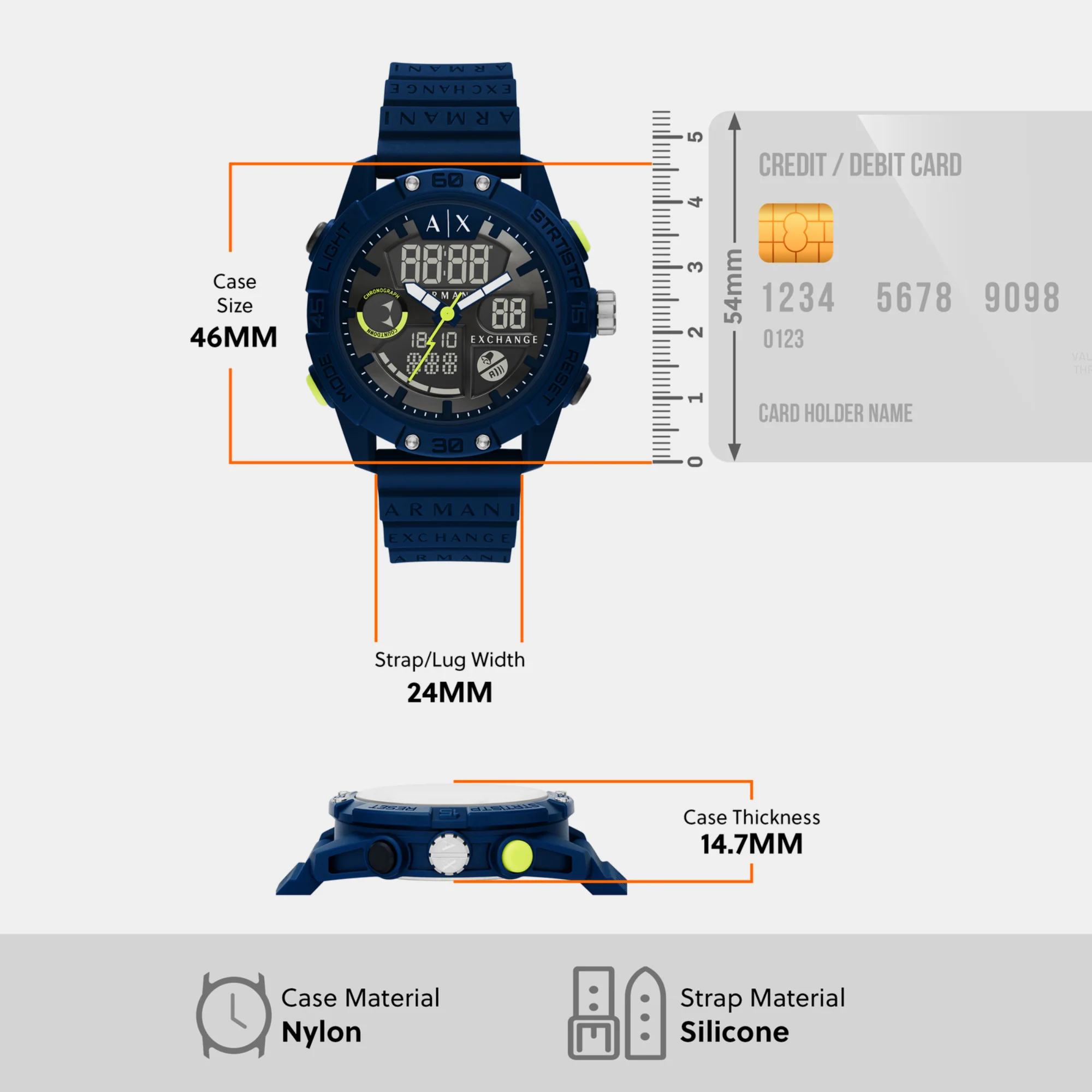 Men Quartz Black Dial Analog-Digital Silicone Watch AX2962 - Image 5