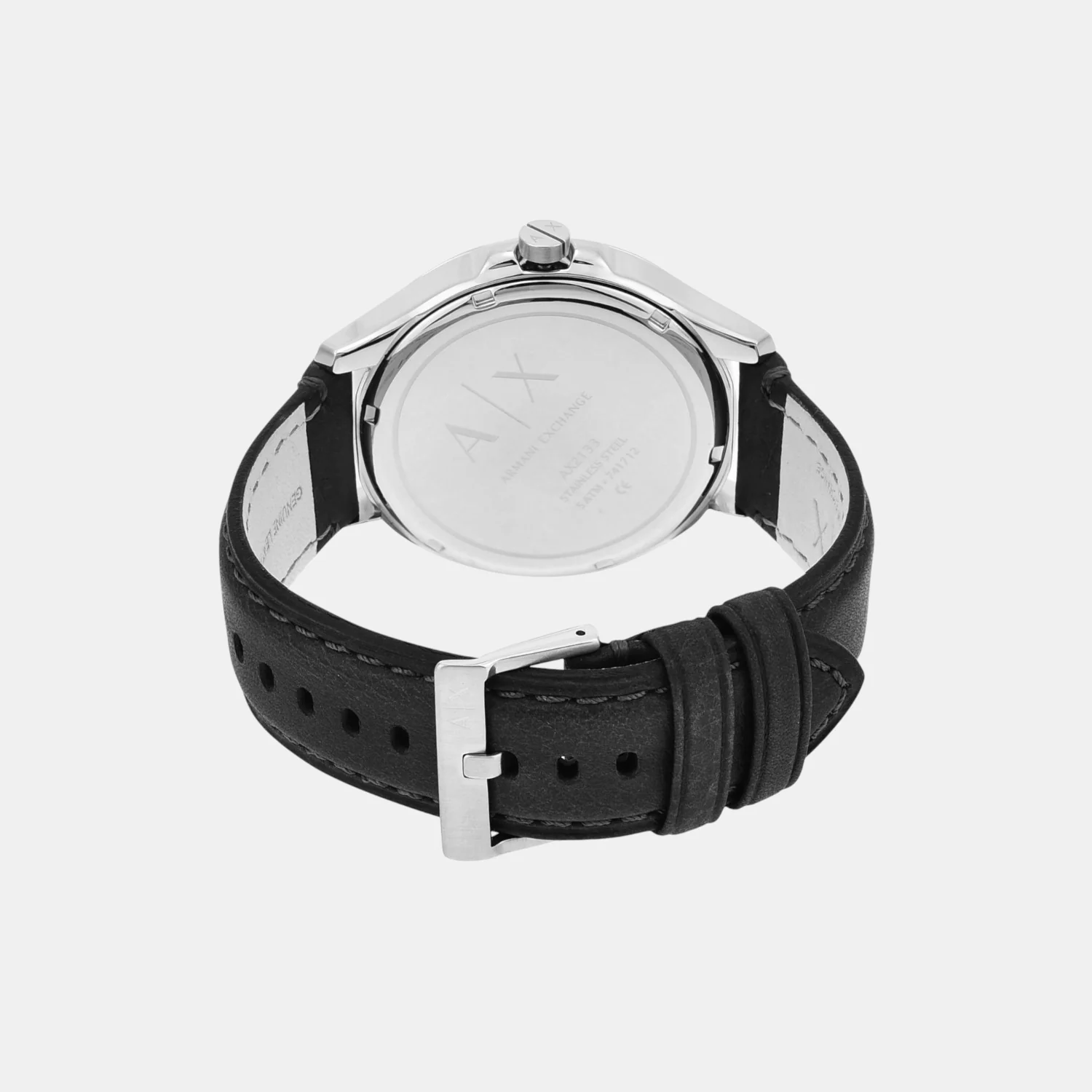 Men Quartz Black Dial Analog Leather Watch AX2101 - Image 4