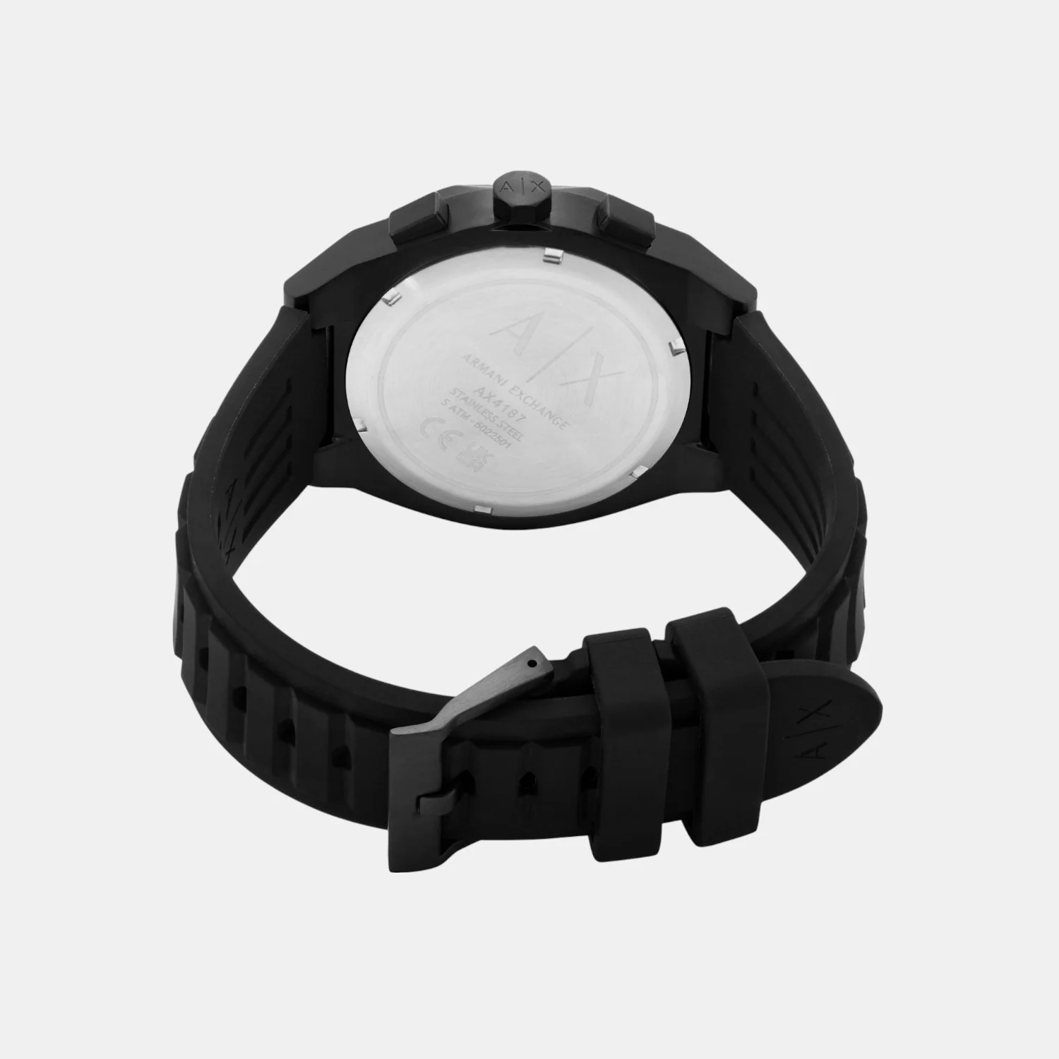 Men Quartz Black Dial Chronograph Silicone Watch AX7165SET - Image 7