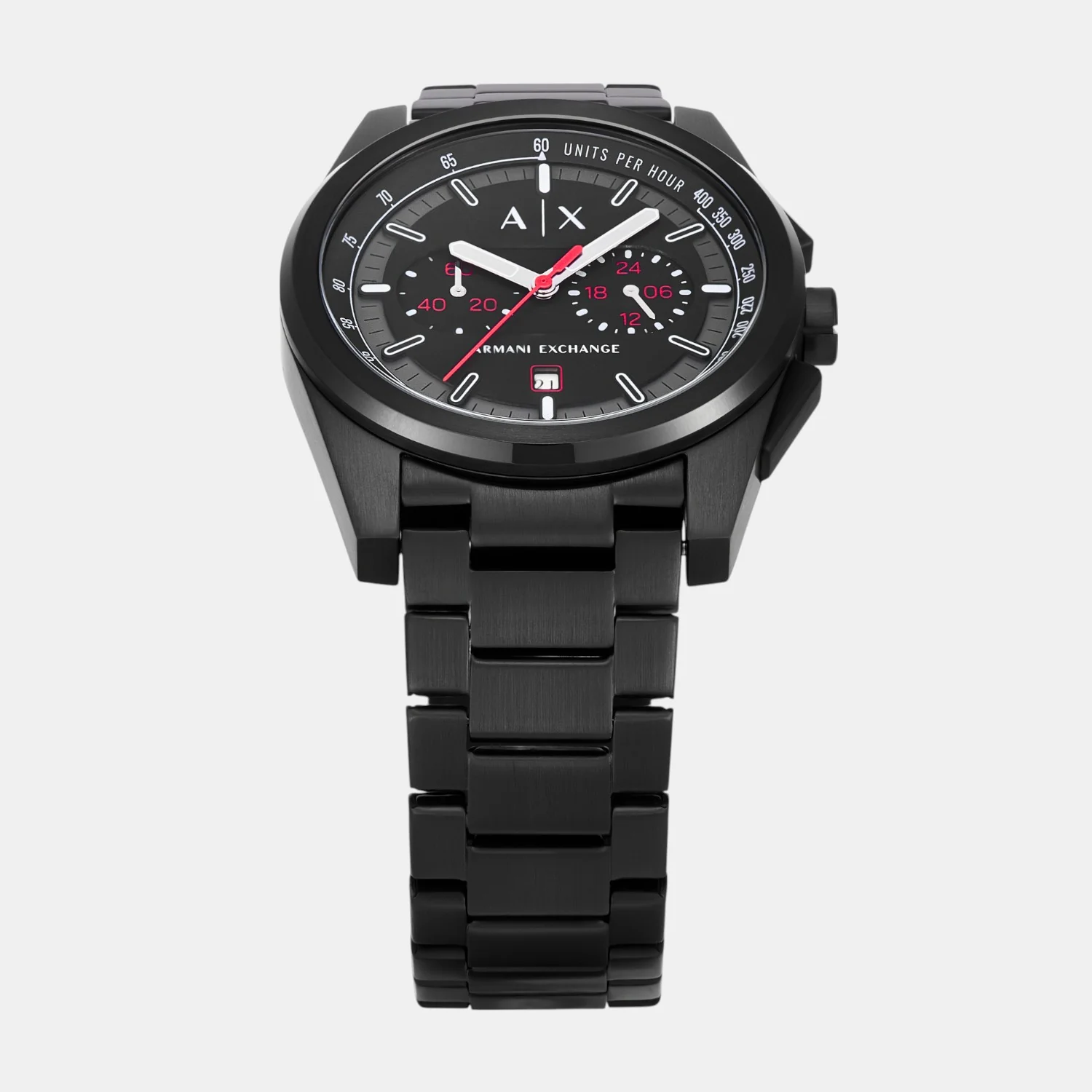 Men Quartz Black Dial Chronograph Stainless Steel Watch AX2864 - Image 3