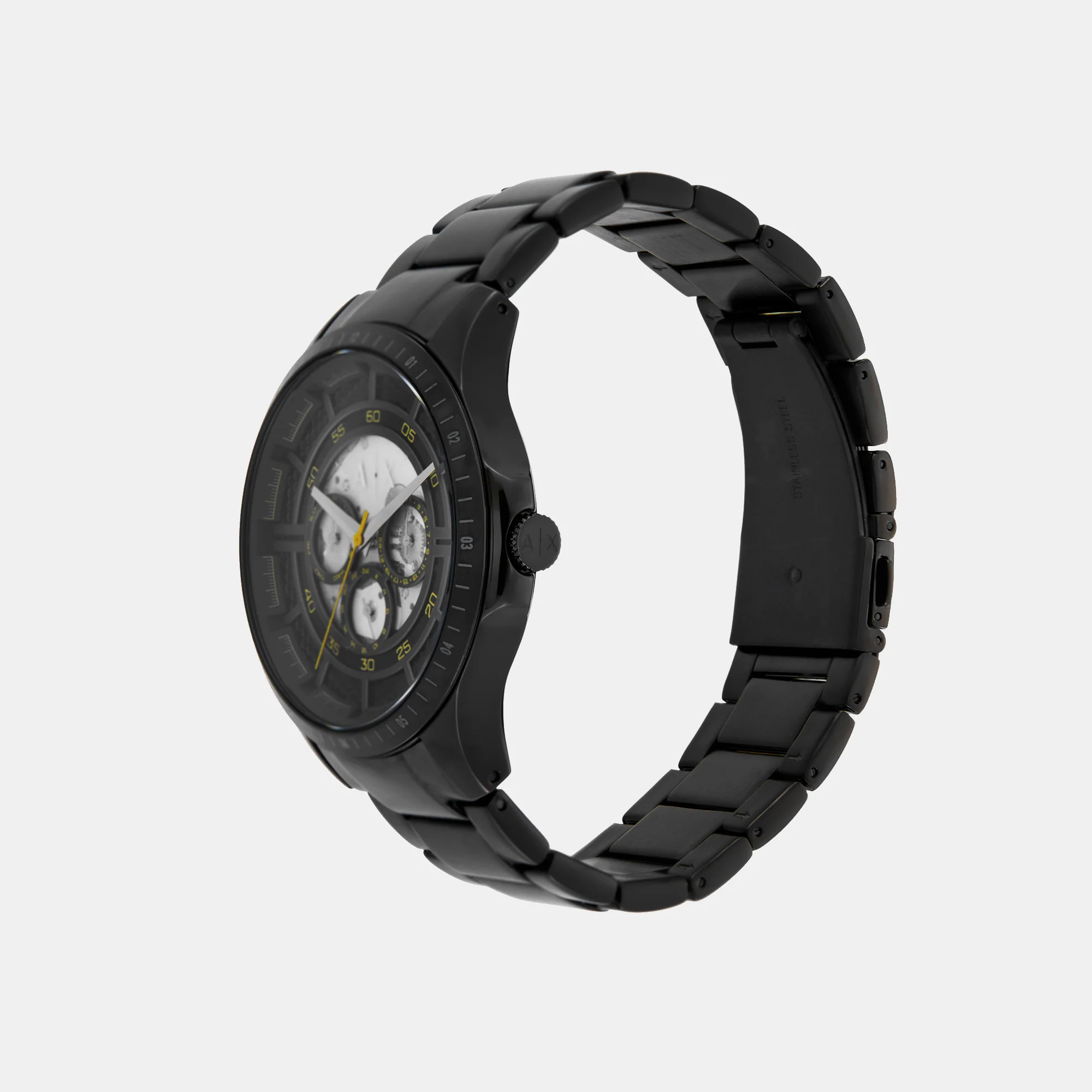Men Quartz Black Dial Multi-Function Stainless Steel Watch AX2460 - Image 4