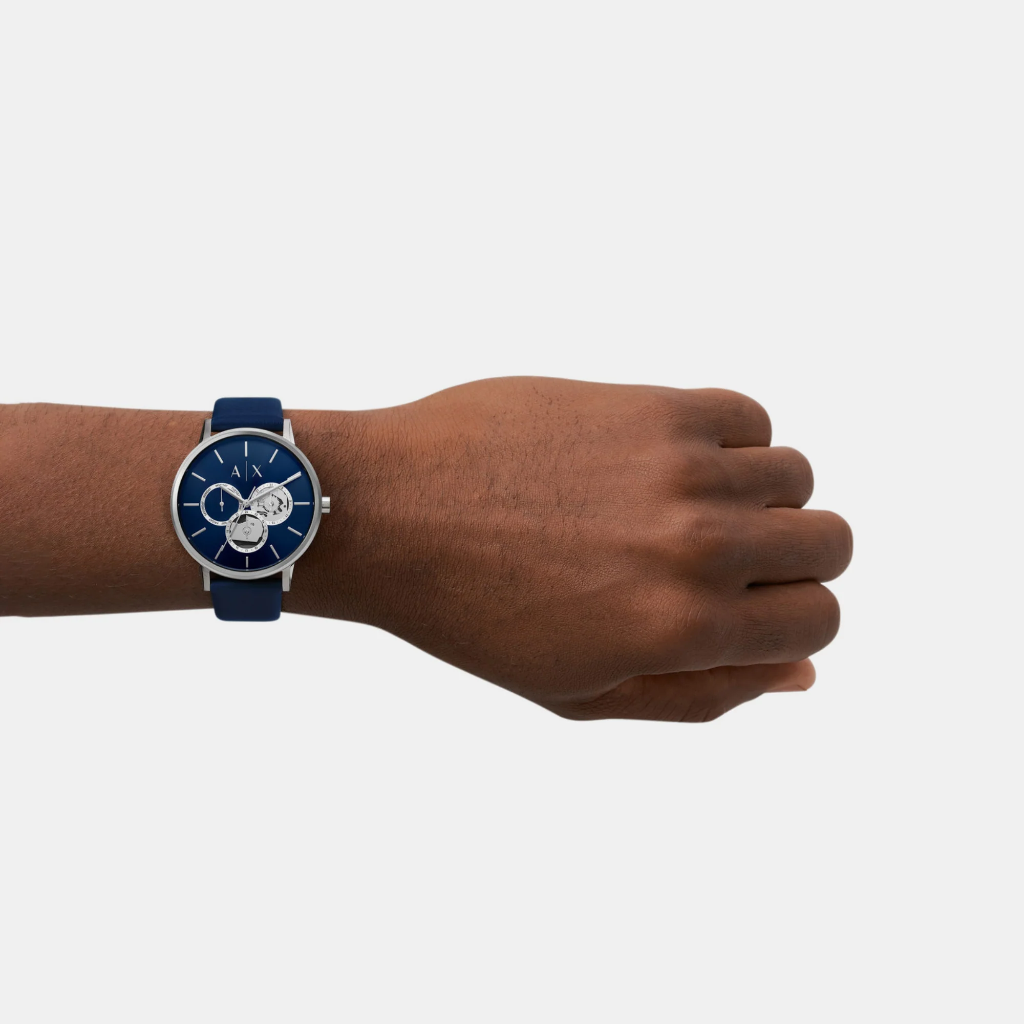 Men Quartz Blue Dial Analog Leather Watch AX2746 - Image 4