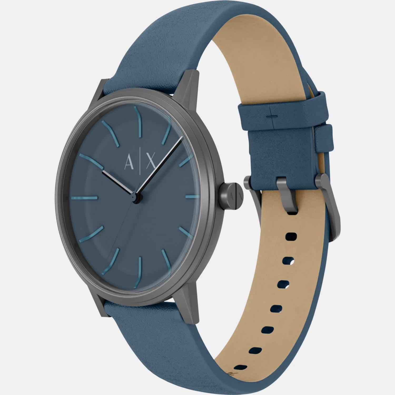 Men Quartz Blue Dial Analog Leather Watch AX2767 - Image 3