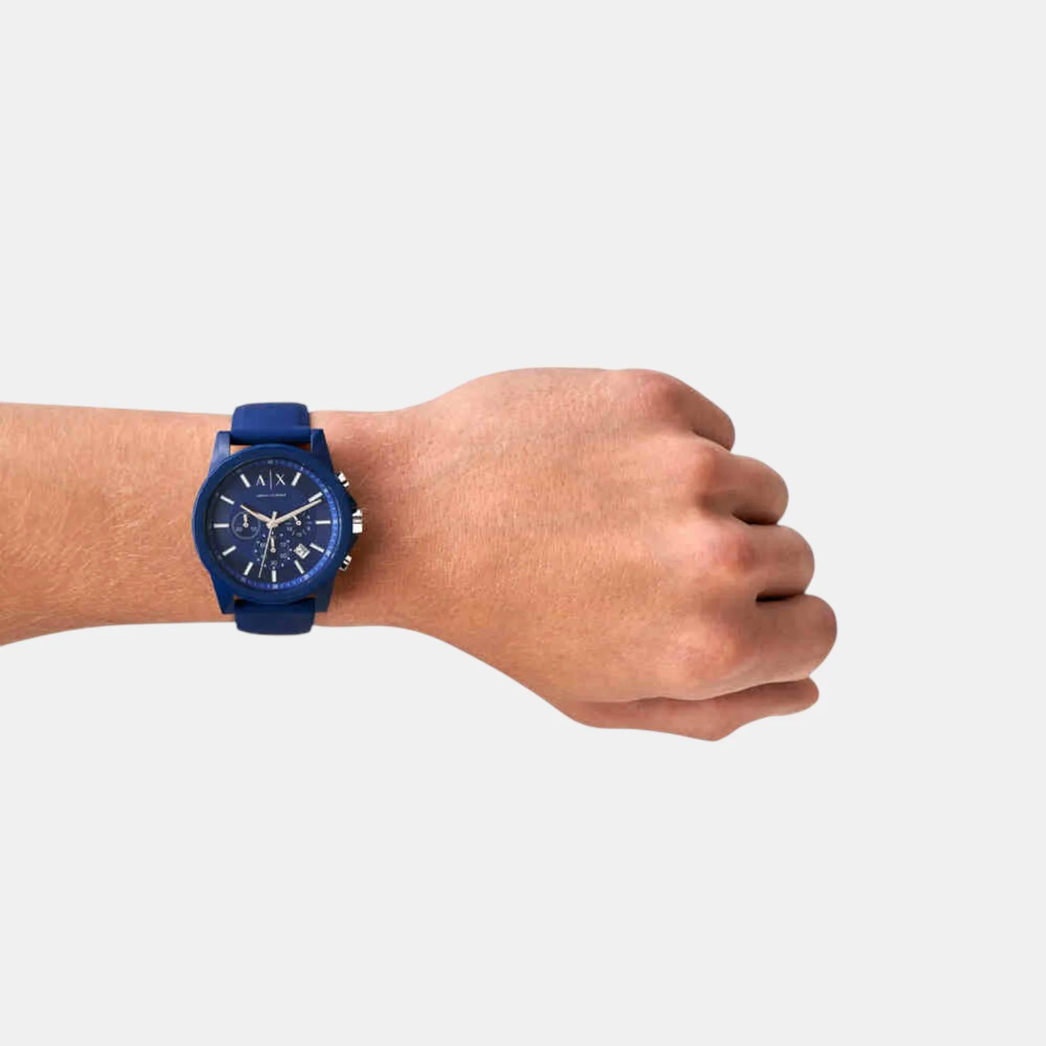 Men Quartz Blue Dial Chronograph Silicone Watch AX1327 - Image 4