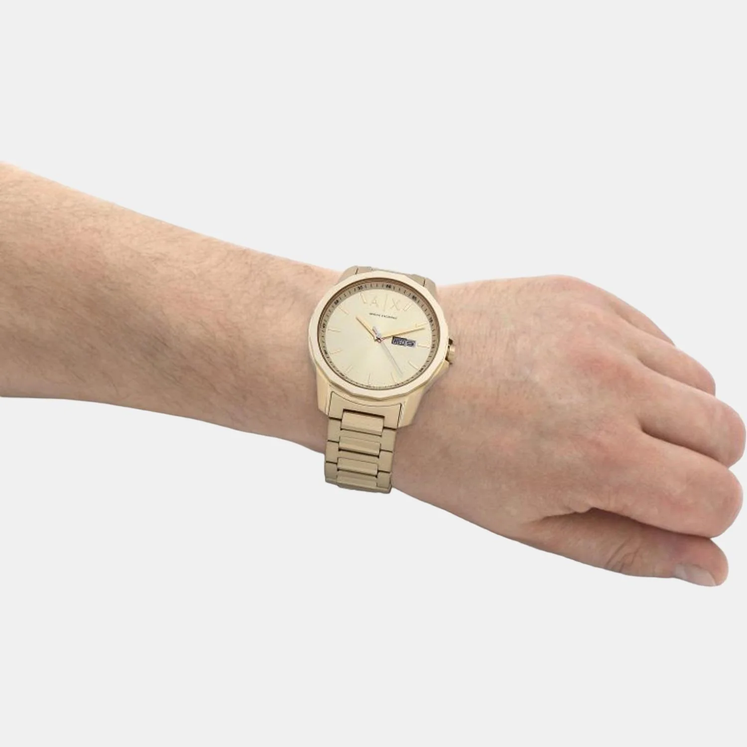 Men Quartz Gold Dial Analog Stainless Steel Watch AX1734 - Image 4