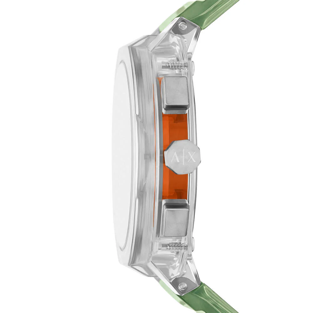 Men Quartz Green Dial Chronograph Polyurethane Watch AX4165 - Image 2
