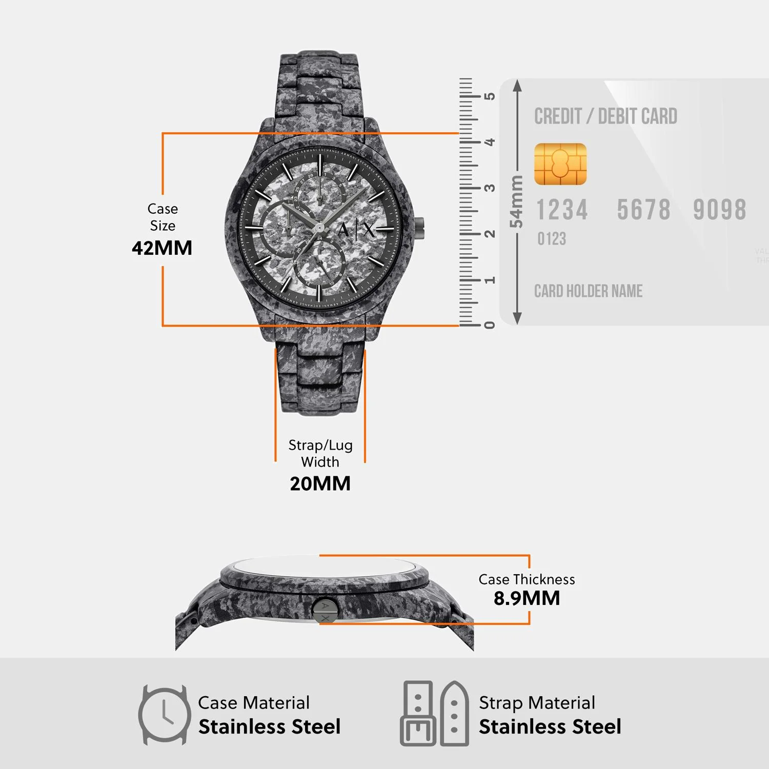 Men Quartz Grey Dial Multi-Function Stainless Steel Watch AX1885 - Image 7