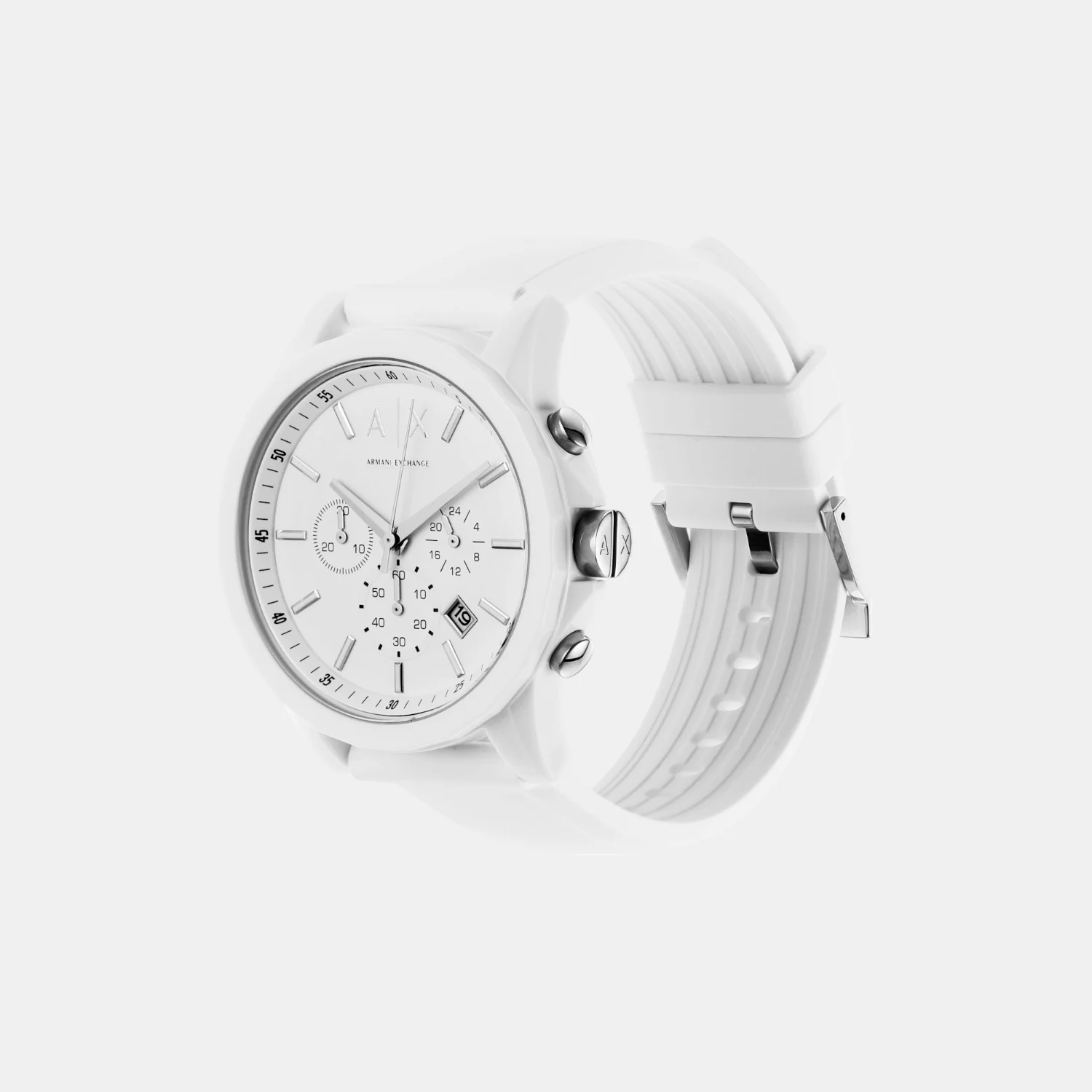 Men Quartz White Dial Chronograph Silicone Watch AX1325 - Image 3