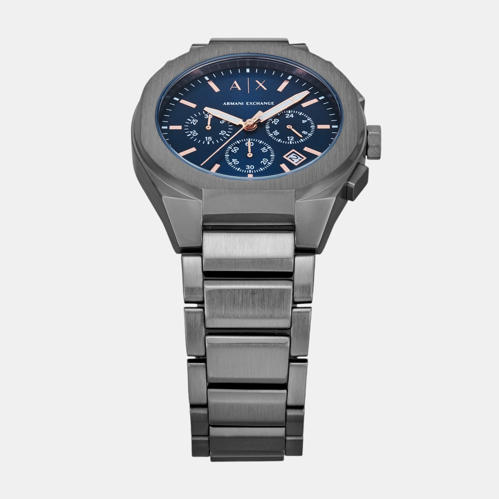 Na Men Quartz Blue Dial Chronograph Stainless Steel Watch AX4182 - Image 5