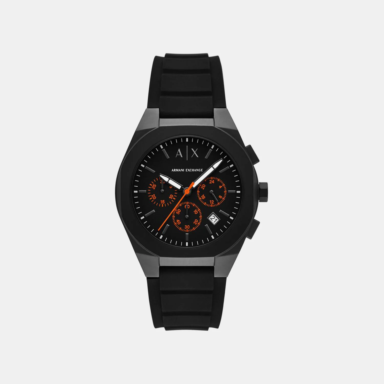 Sync Men Quartz Black Dial Chronograph Silicone Watch AX4198