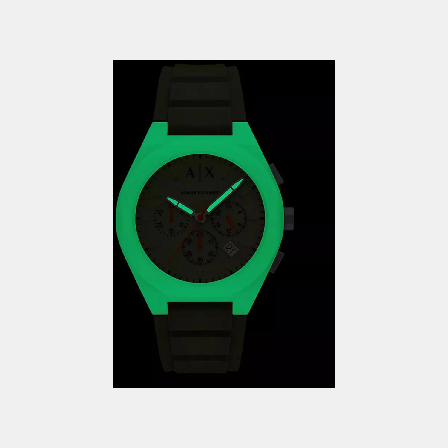 Sync Men Quartz Green Dial Chronograph Silicone Watch AX4171 - Image 5