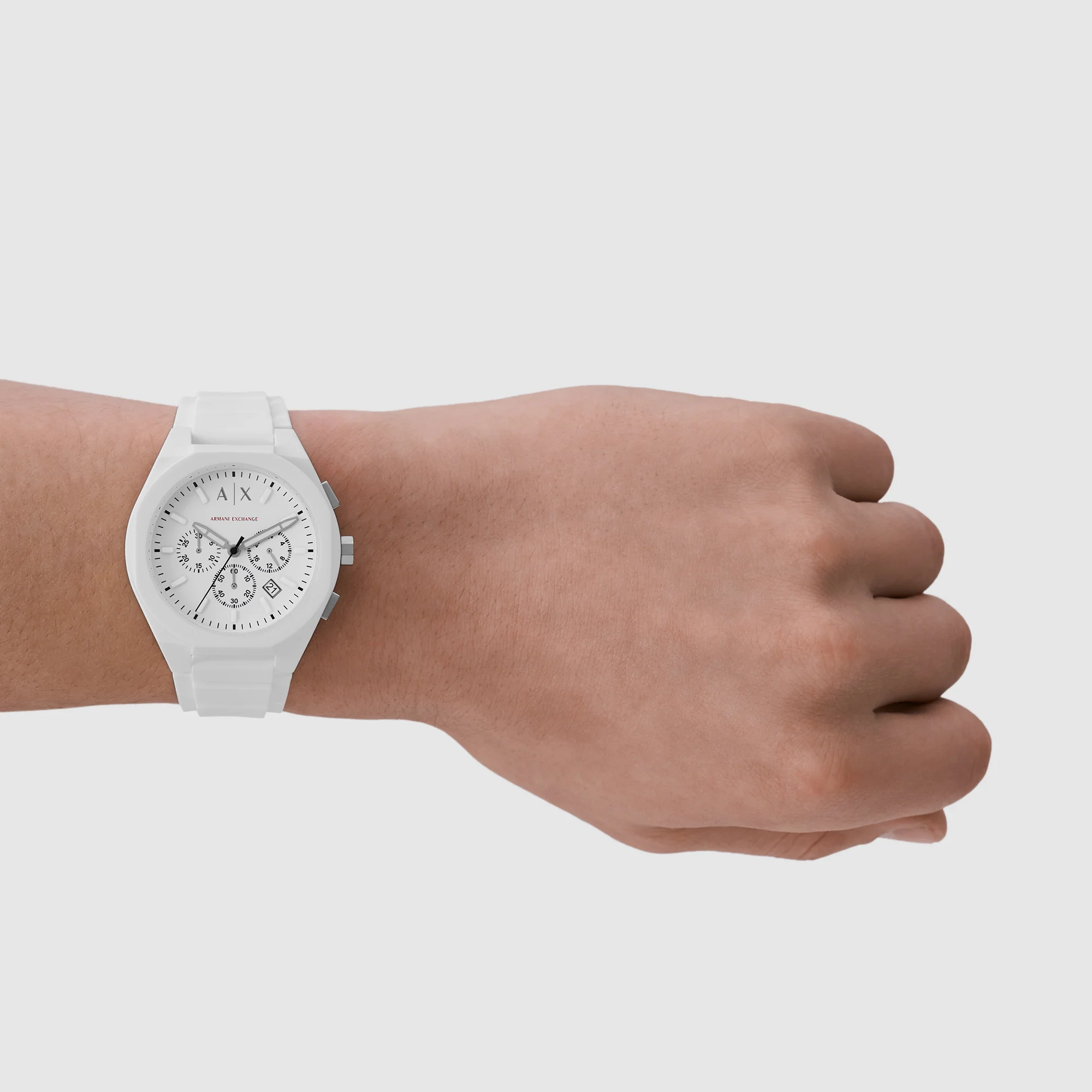 Sync Men Quartz White Dial Chronograph Silicone Watch AX4160 - Image 4