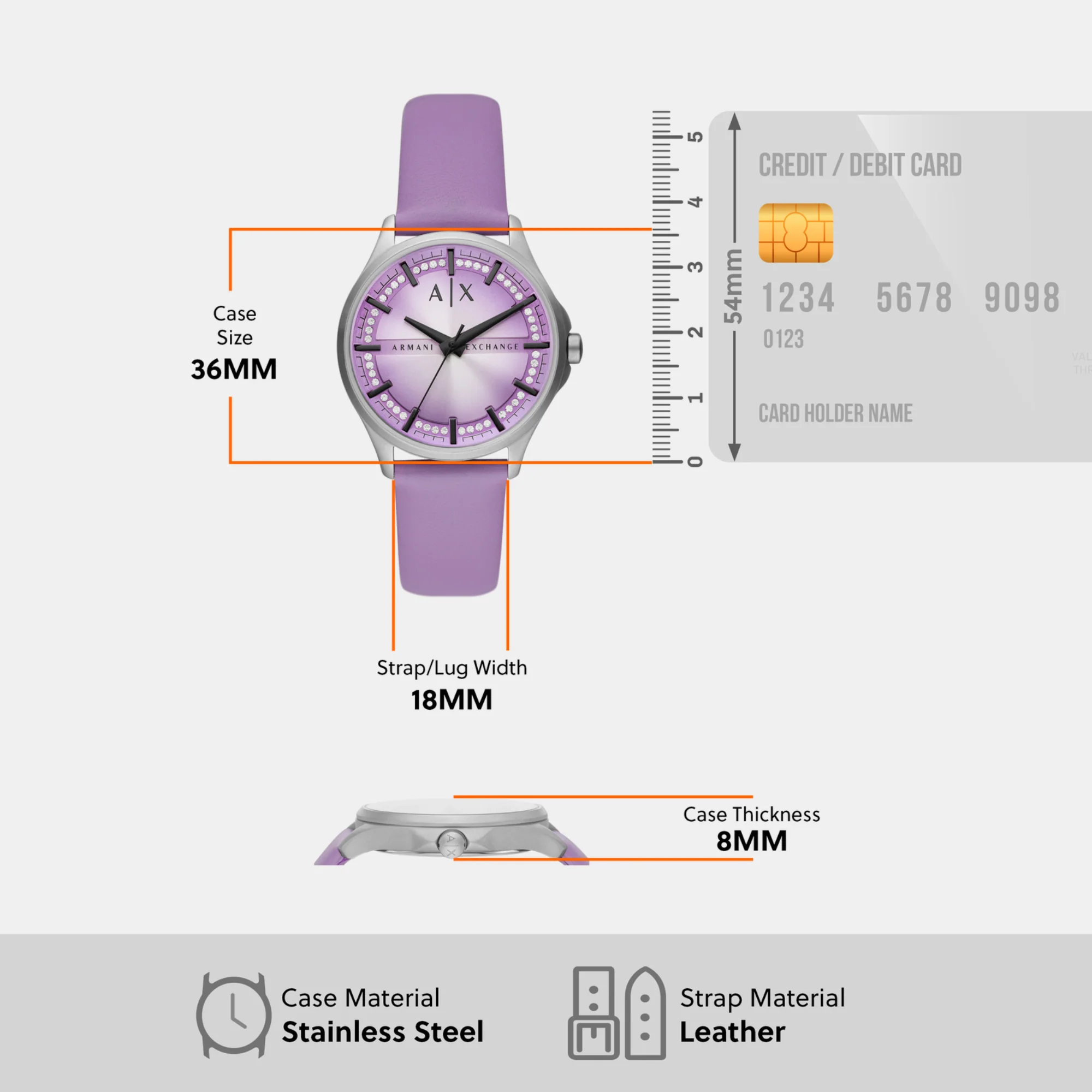 Women Quartz Purple Dial Analog Leather Watch AX5269 - Image 5