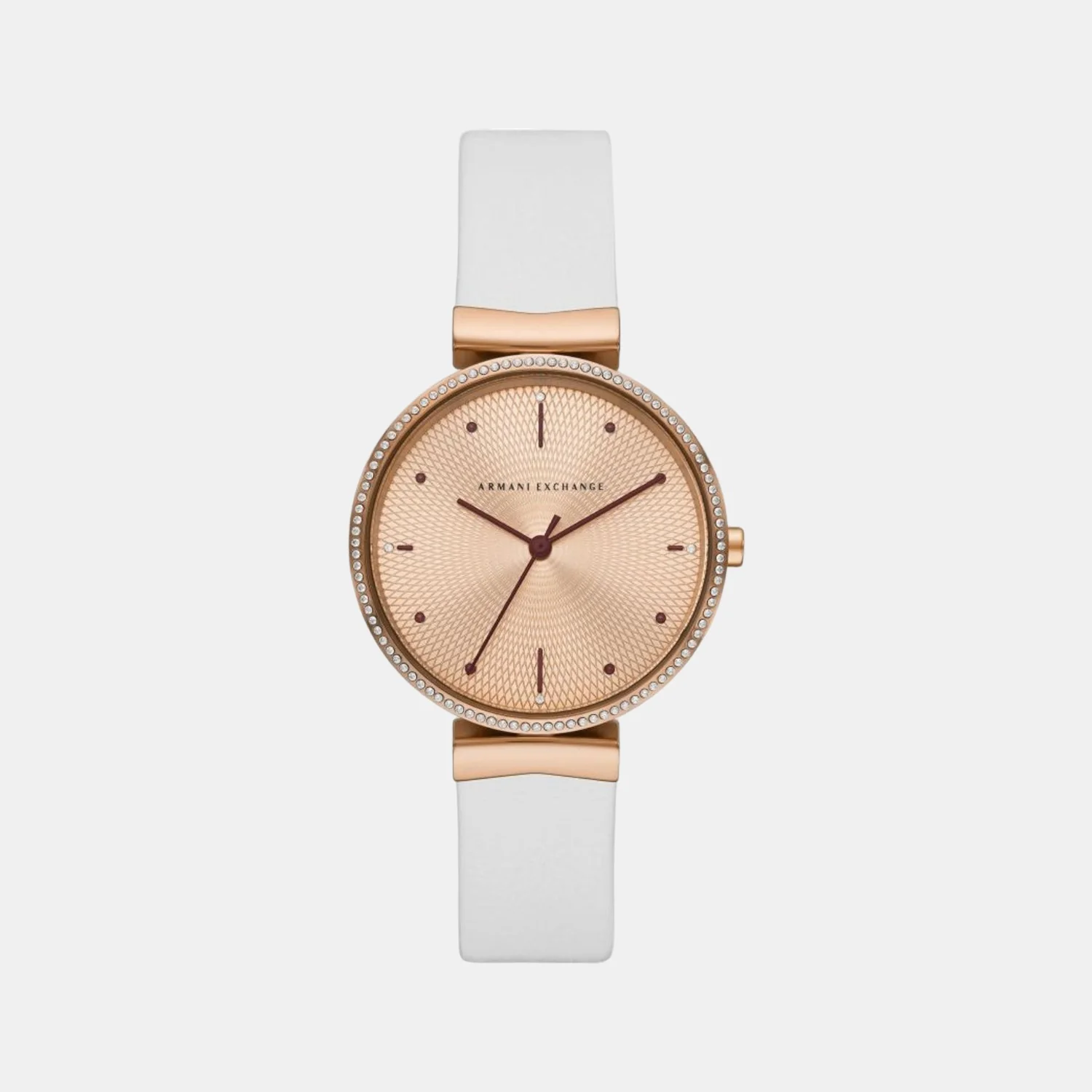 Women Quartz Rose Gold Dial Analog Leather Watch AX5914