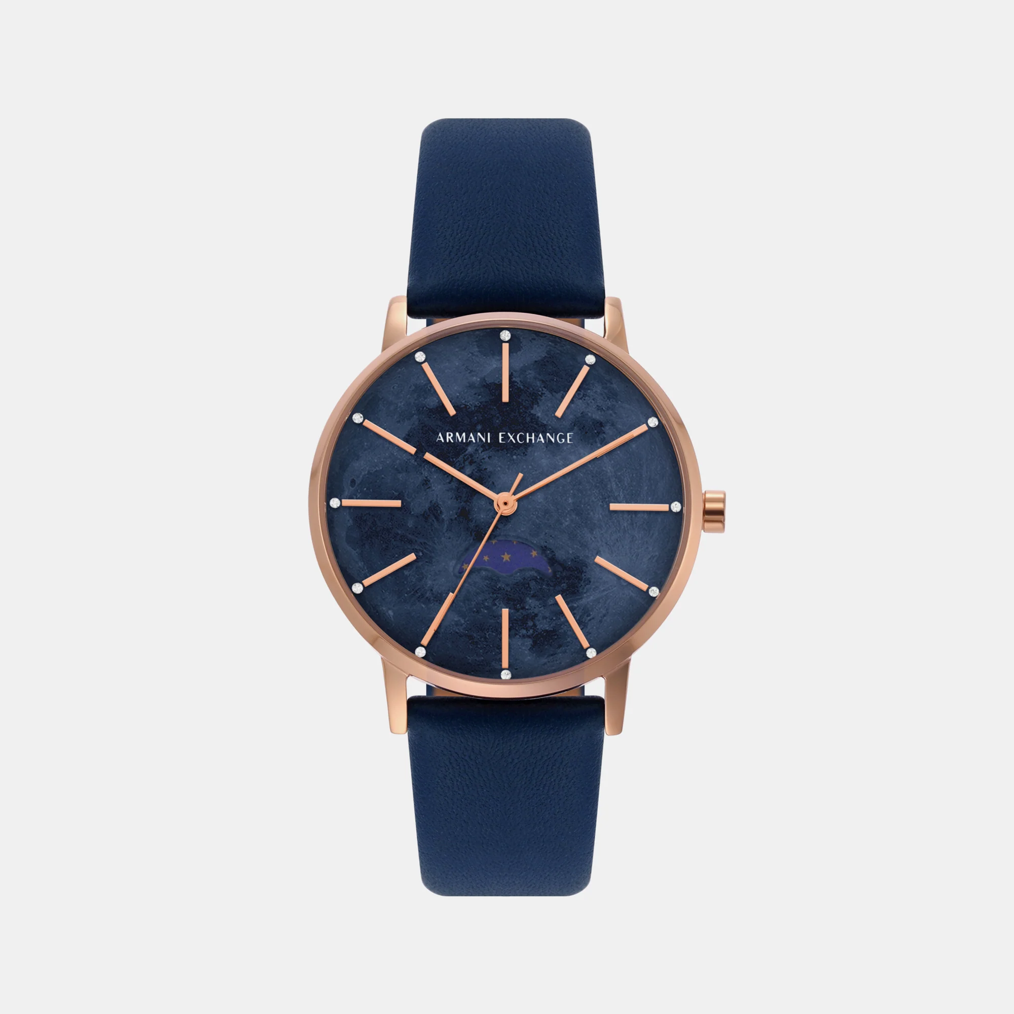 Women Quartz Rose Gold Dial Analog Leather Watch AX7149SET