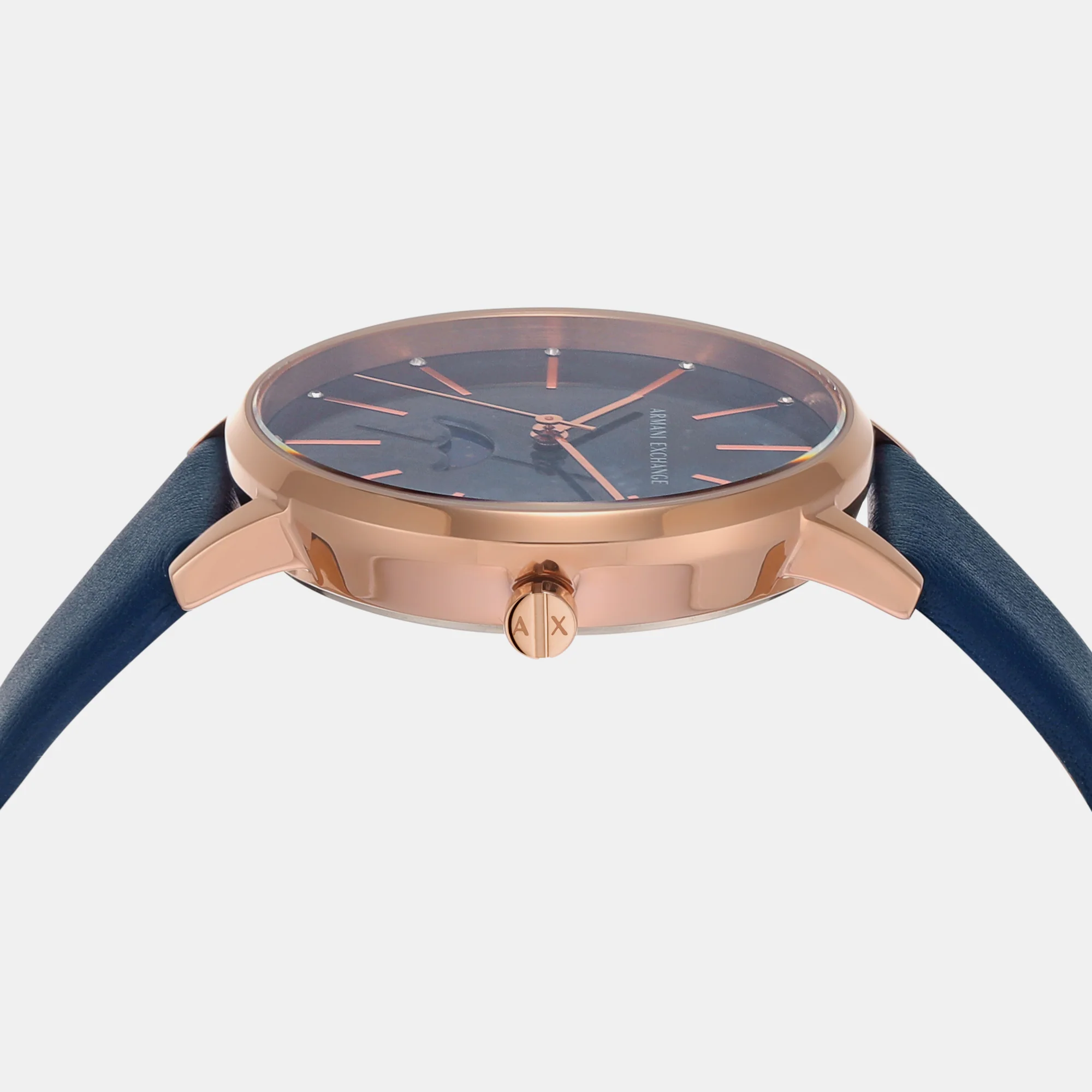 Women Quartz Rose Gold Dial Analog Leather Watch AX7149SET - Image 4