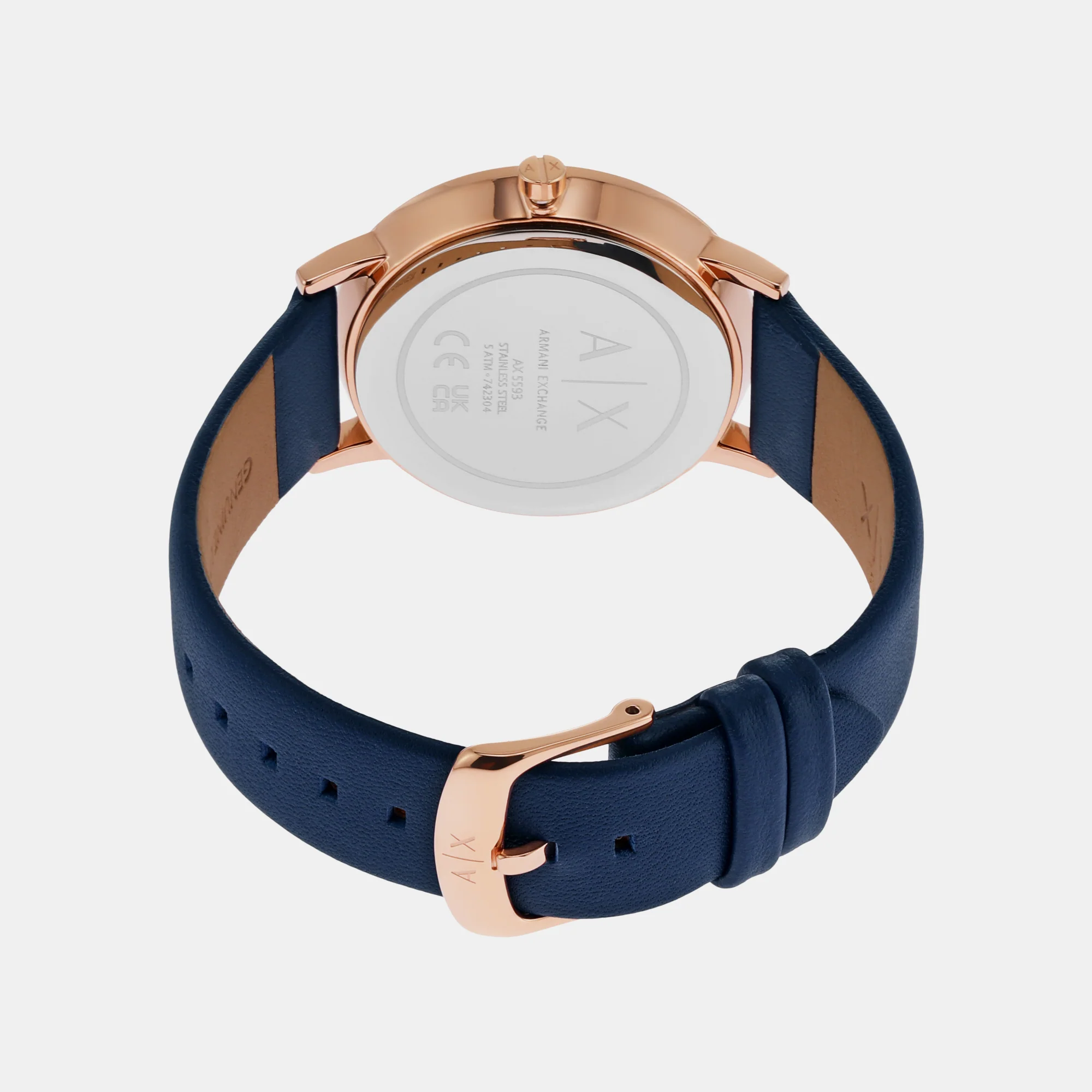 Women Quartz Rose Gold Dial Analog Leather Watch AX7149SET - Image 5