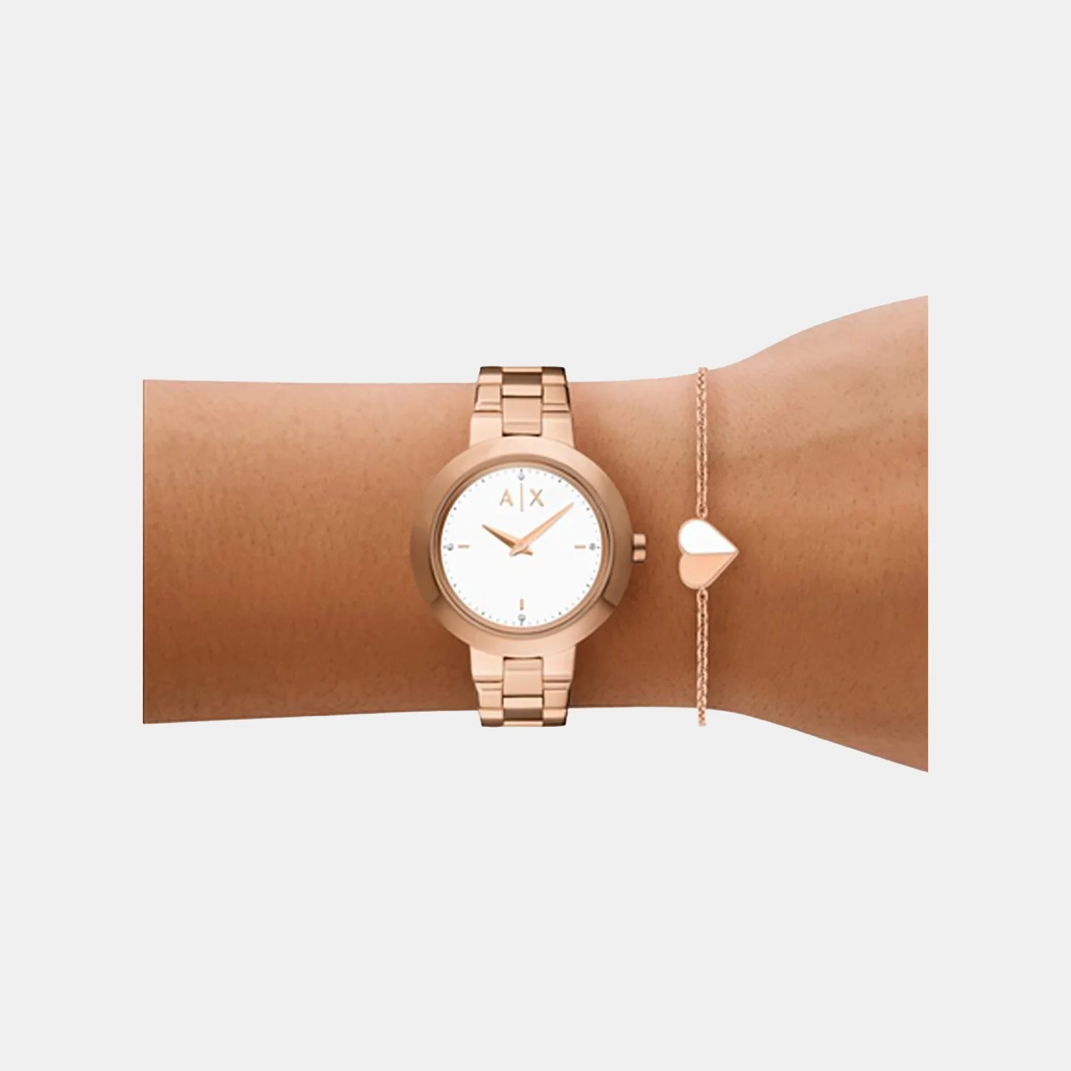 Women Quartz White Dial Analog Stainless Steel Watch AX7175SET - Image 4