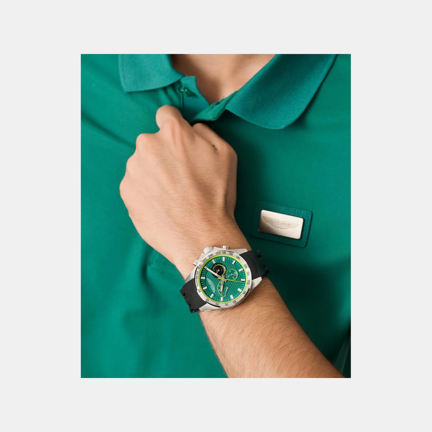 Aml Thrill Men Quartz Green Dial Chronograph Silicone Watch MTRH1F5023E - Image 7