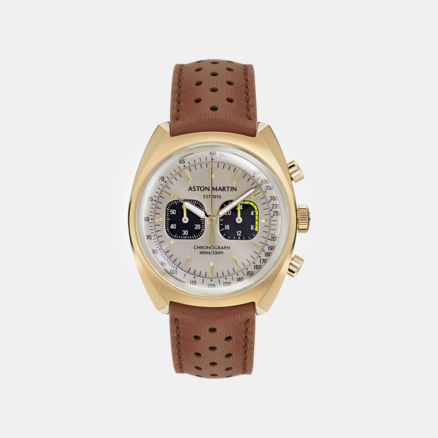 Aml Timeless Men Quartz Silver Dial Chronograph Leather Watch MTTS2F5023E