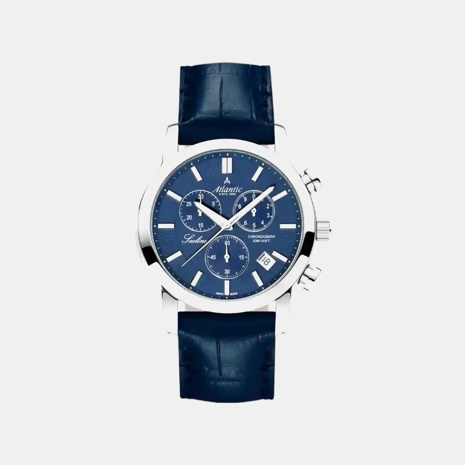 Men Quartz Blue Dial Chronograph Leather Watch 62450.41.51