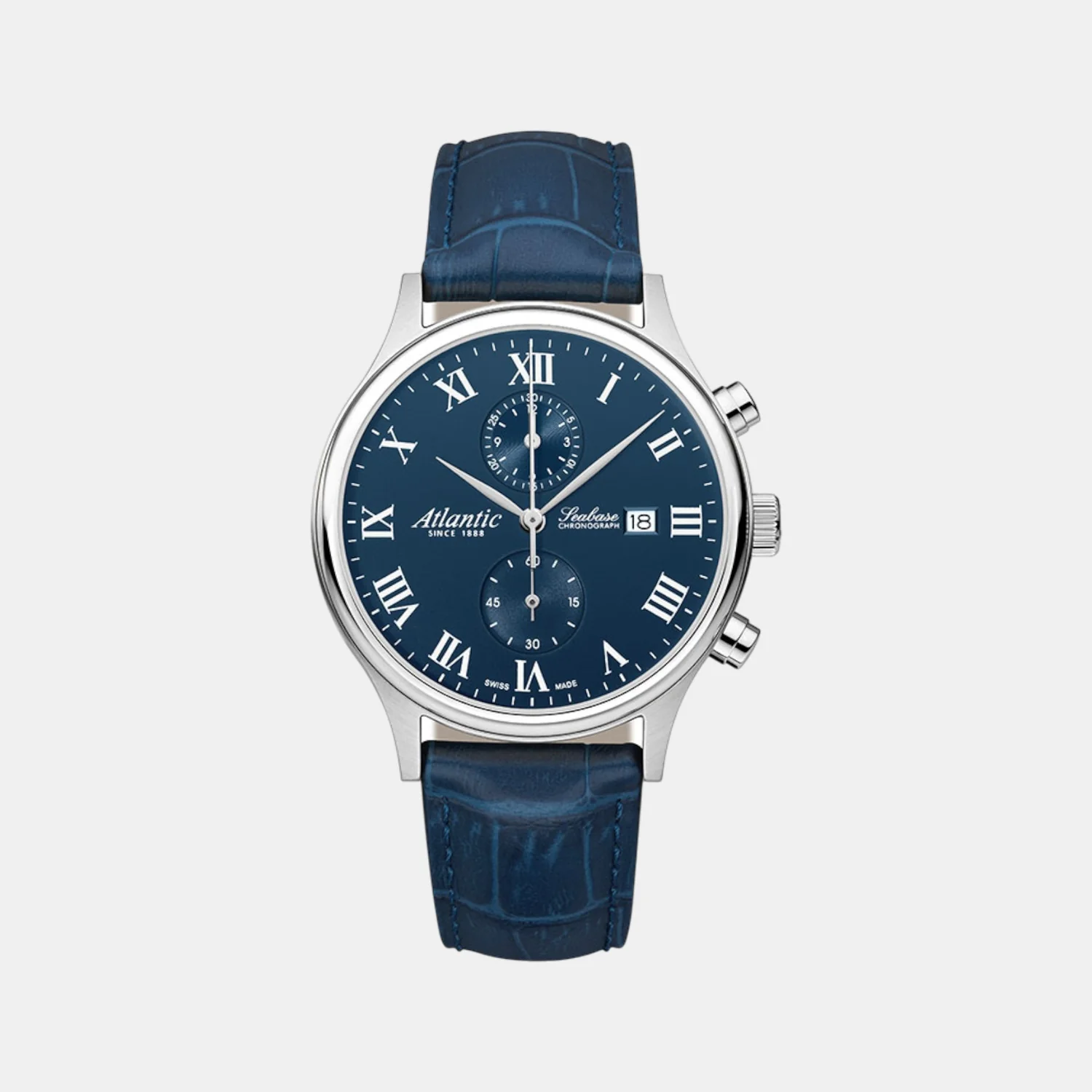 Men Quartz Blue Dial Chronograph Leather Watch 64452.41.58 - Image 2