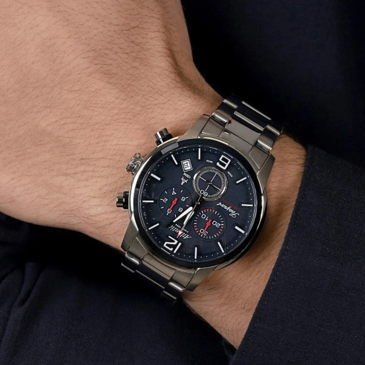 Men Quartz Blue Dial Chronograph Stainless Steel Watch 87466.47.55 - Image 6