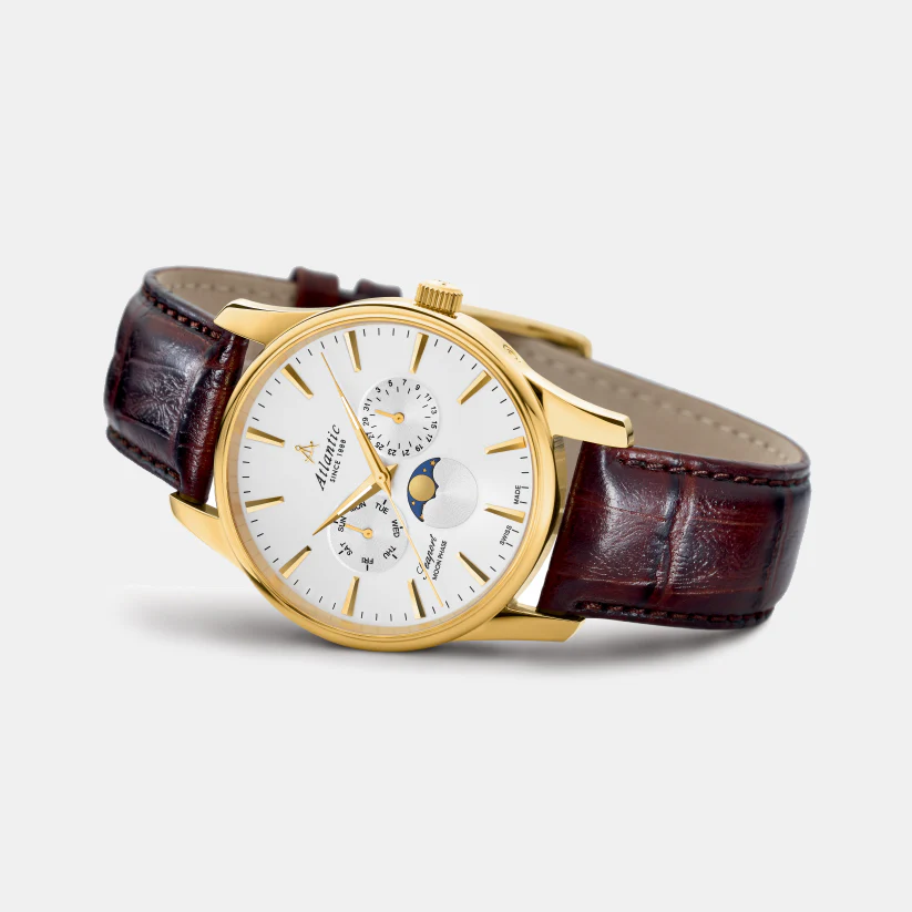 Men Quartz Silver Dial Multi-Function Leather Watch 56550.45.21 - Image 2