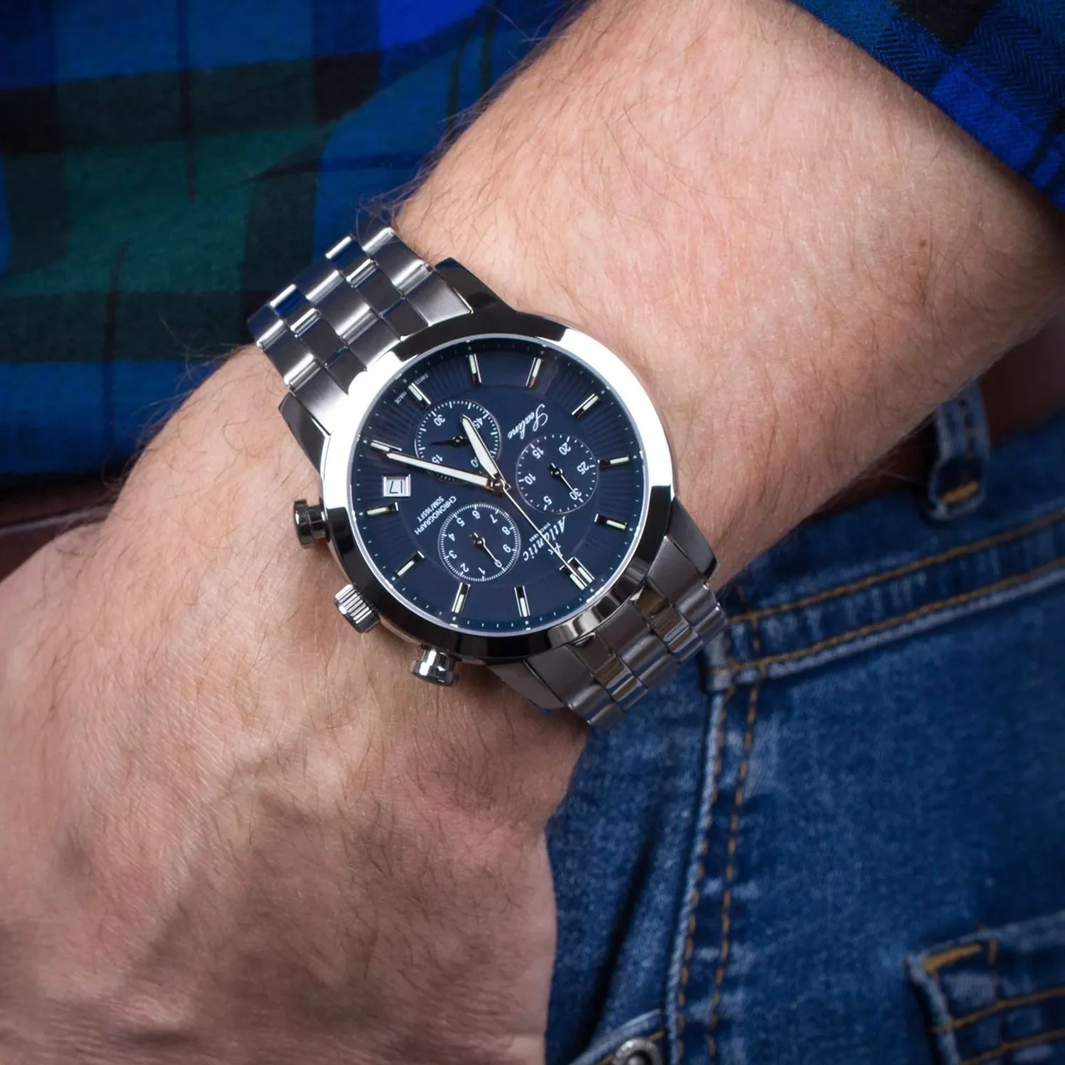 Sealine Men Quartz Blue Dial Chronograph Stainless Steel Watch 62455.41.51 - Image 3
