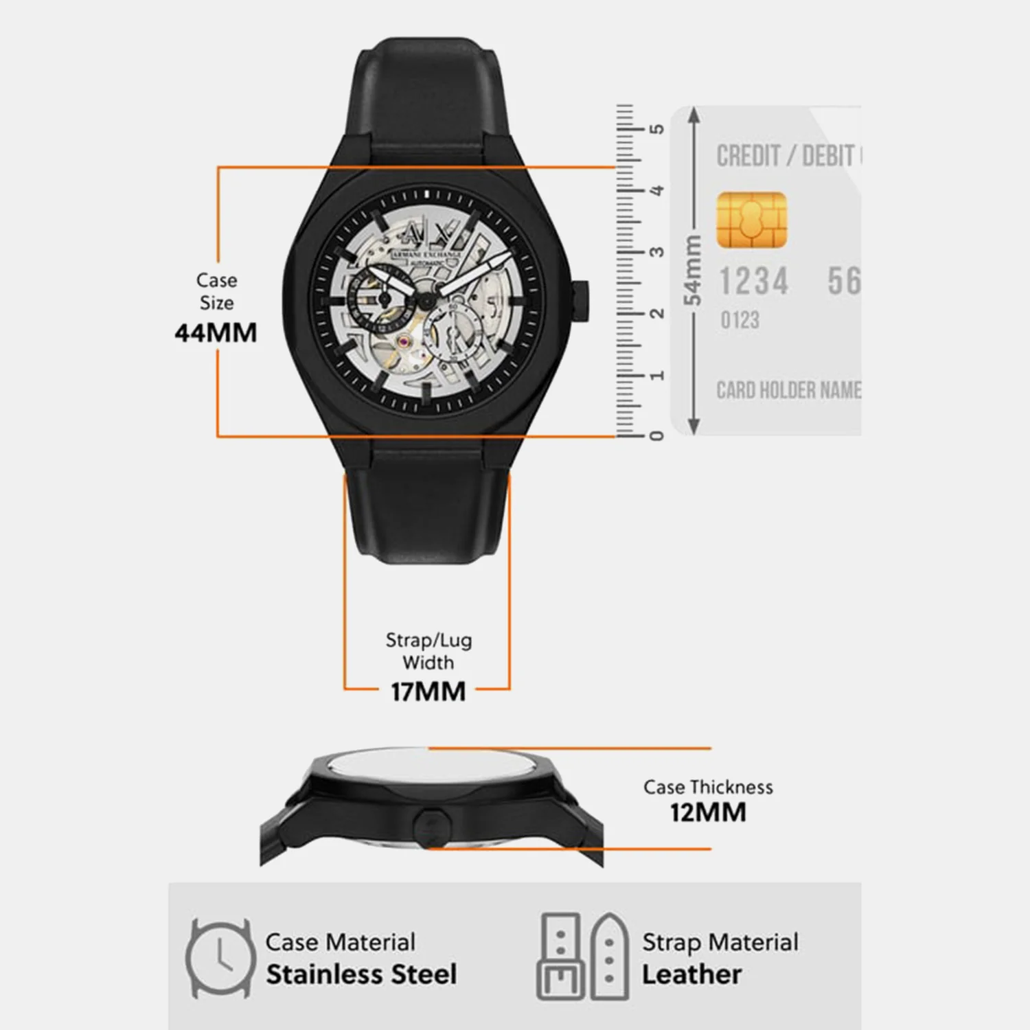 Men Automatic Silver Dial Multi-Function Leather Watch AX4297 - Image 7