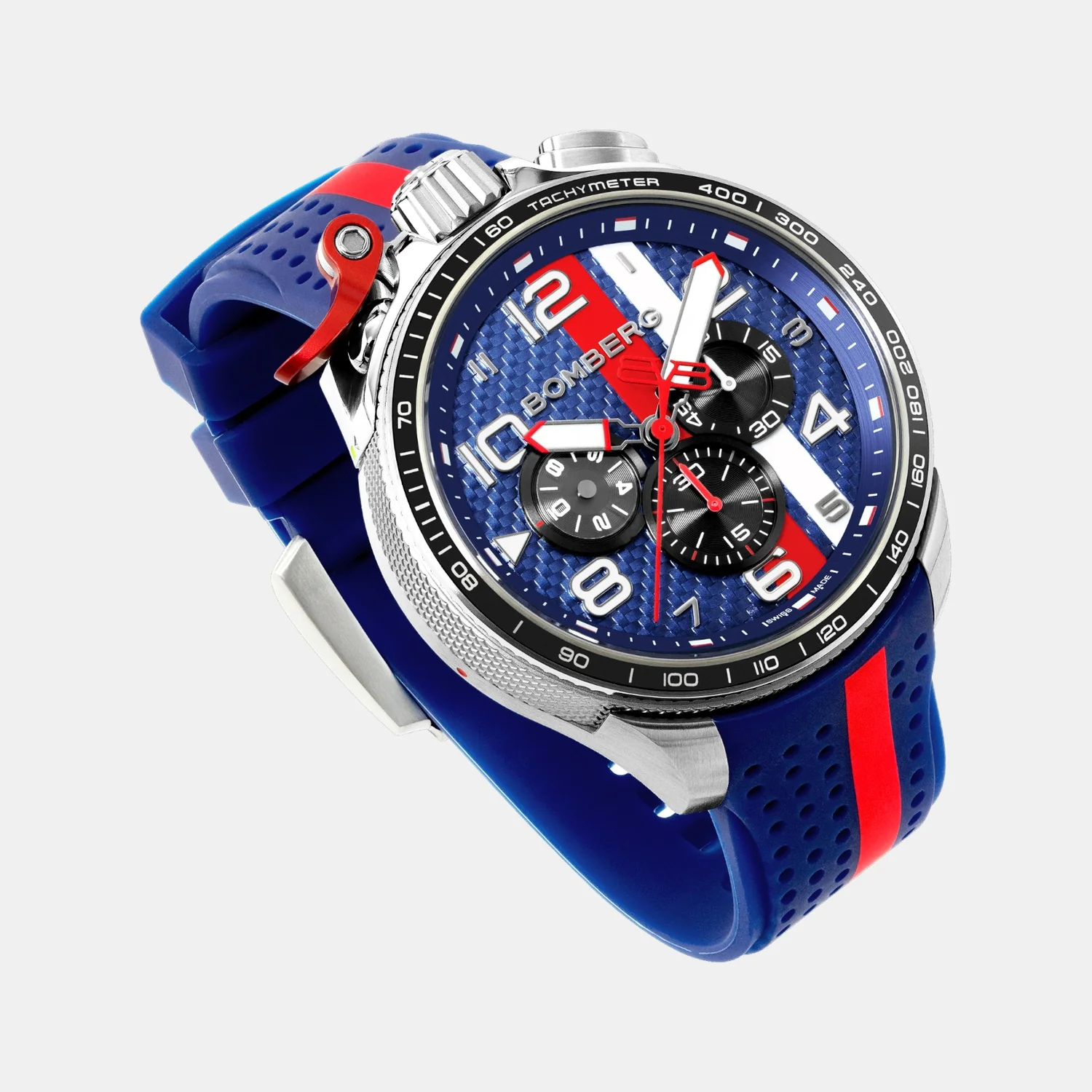 Racing Carbon Men Quartz Blue Dial Chronograph Silicone Watch BS45CHSP.059-8.2.12 - Image 3