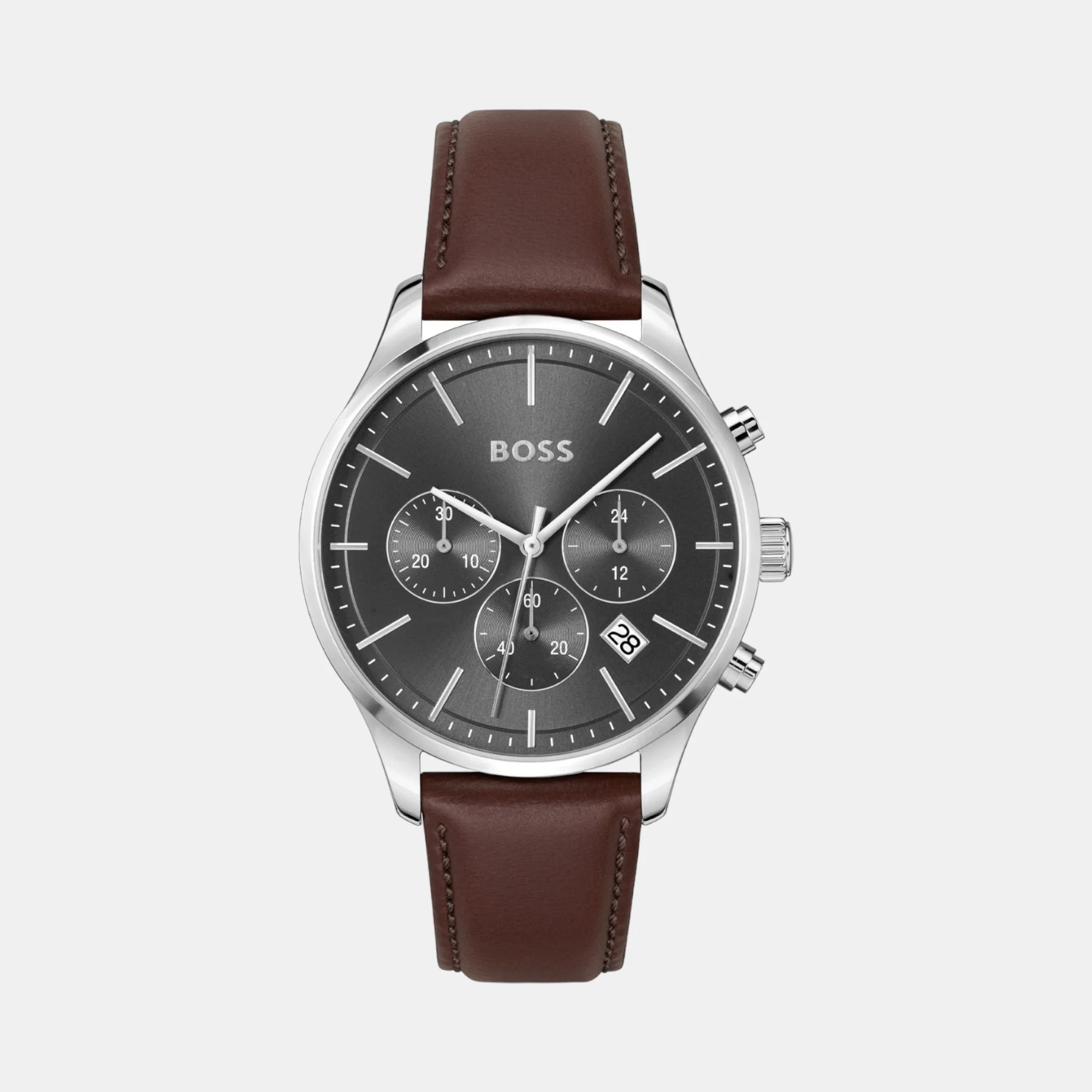 Avery Men Quartz Grey Dial Chronograph Leather Watch 1514155