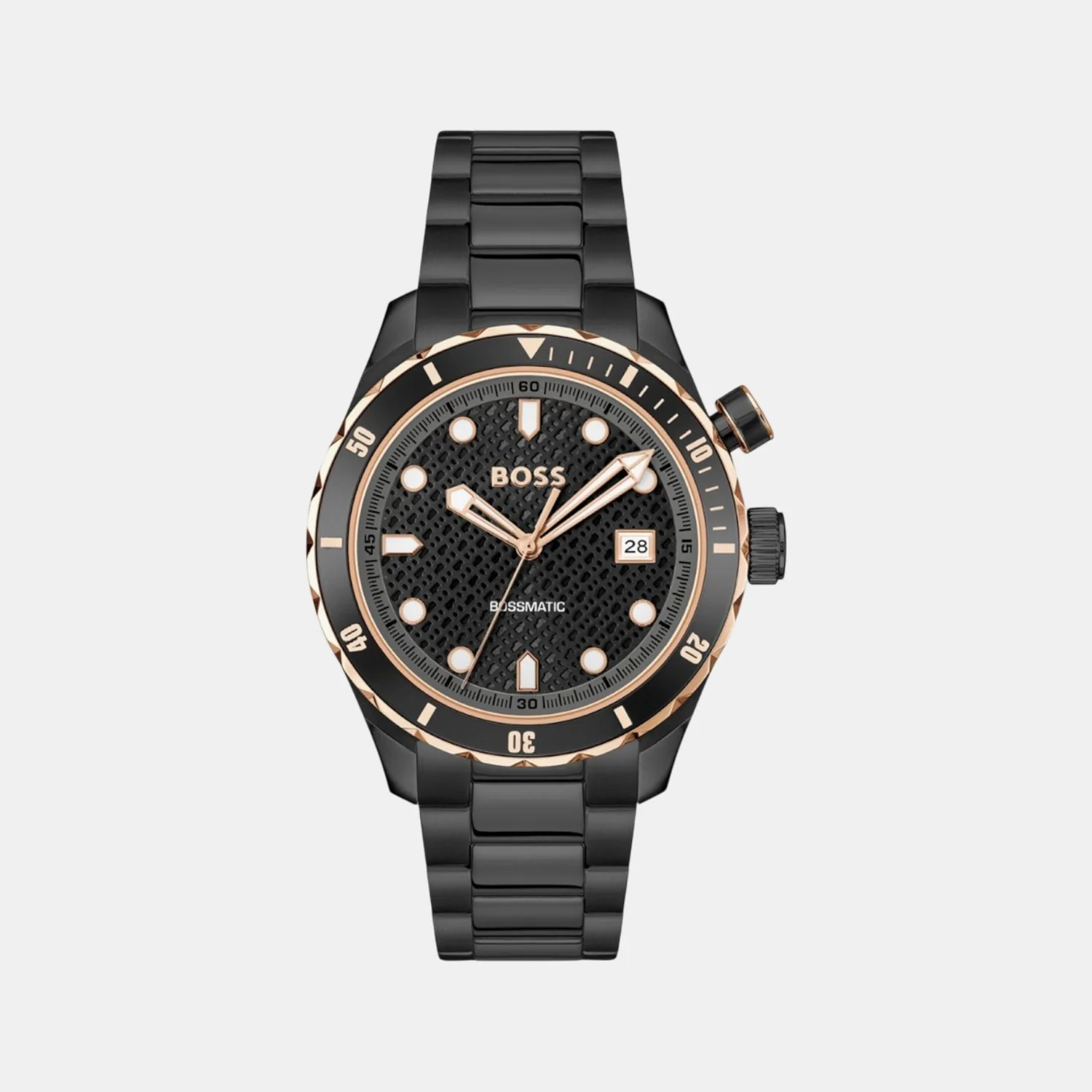 Bossmatic Men Automatic Black Dial Analog Stainless Steel Watch 1514215 - Image 2